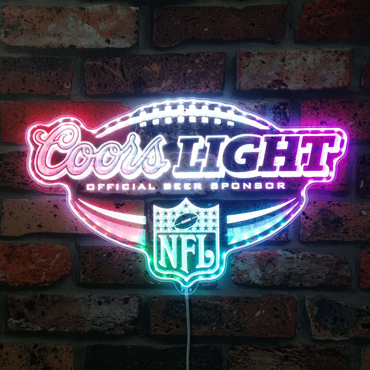 coors light neon sign football helmet coors light nfl Dynamic RGB Edge Lit LED Sign