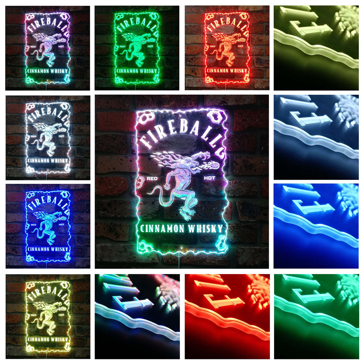 Fireball Whisky Dynamic RGB Edge Lit LED Sign | PROLEDSIGN
