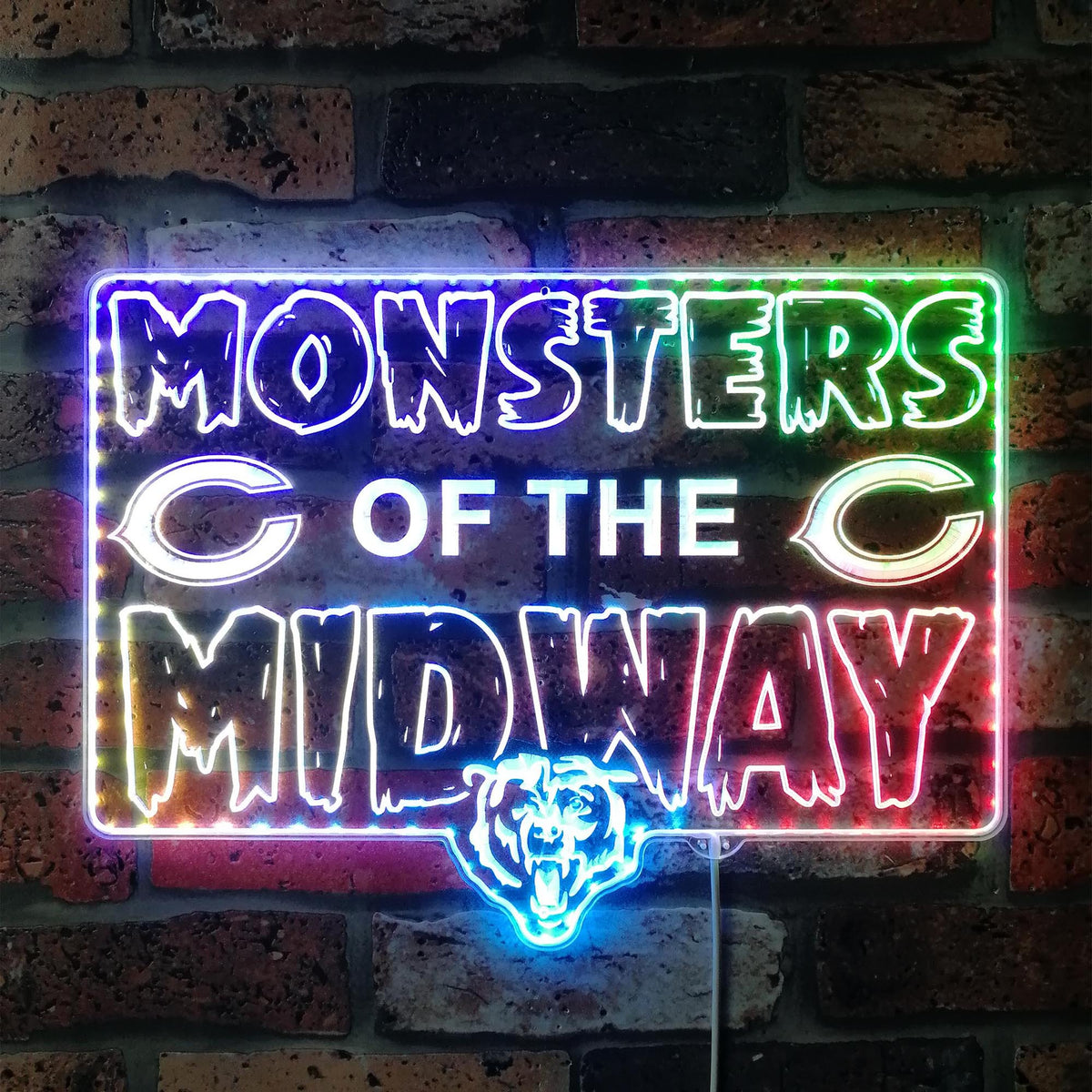 cookie monsters only neon sign Chicago Bears MONSTERS OF THE MIDWAY Dynamic RGB Edge Lit LED Sign