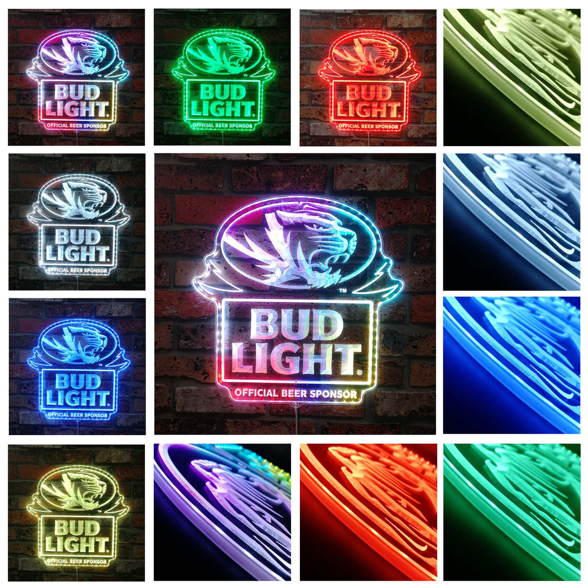Bud Light Missouri Tigers Dynamic RGB Edge Lit LED Sign | PROLEDSIGN