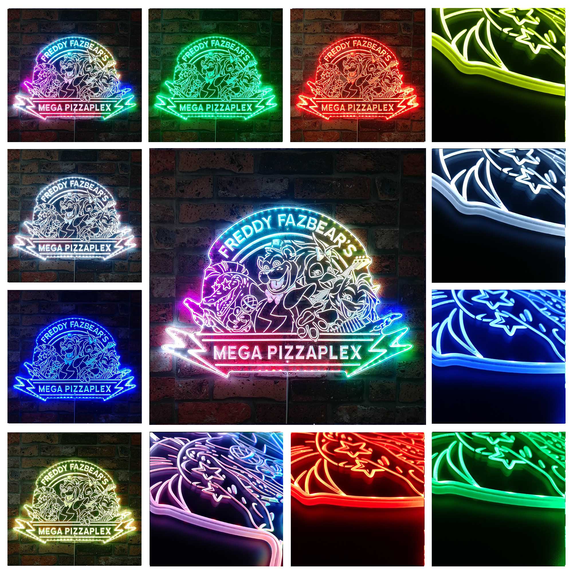 Five Nights at Freddys Fazbear's Pizza Dynamic RGB Edge Lit LED Sign
