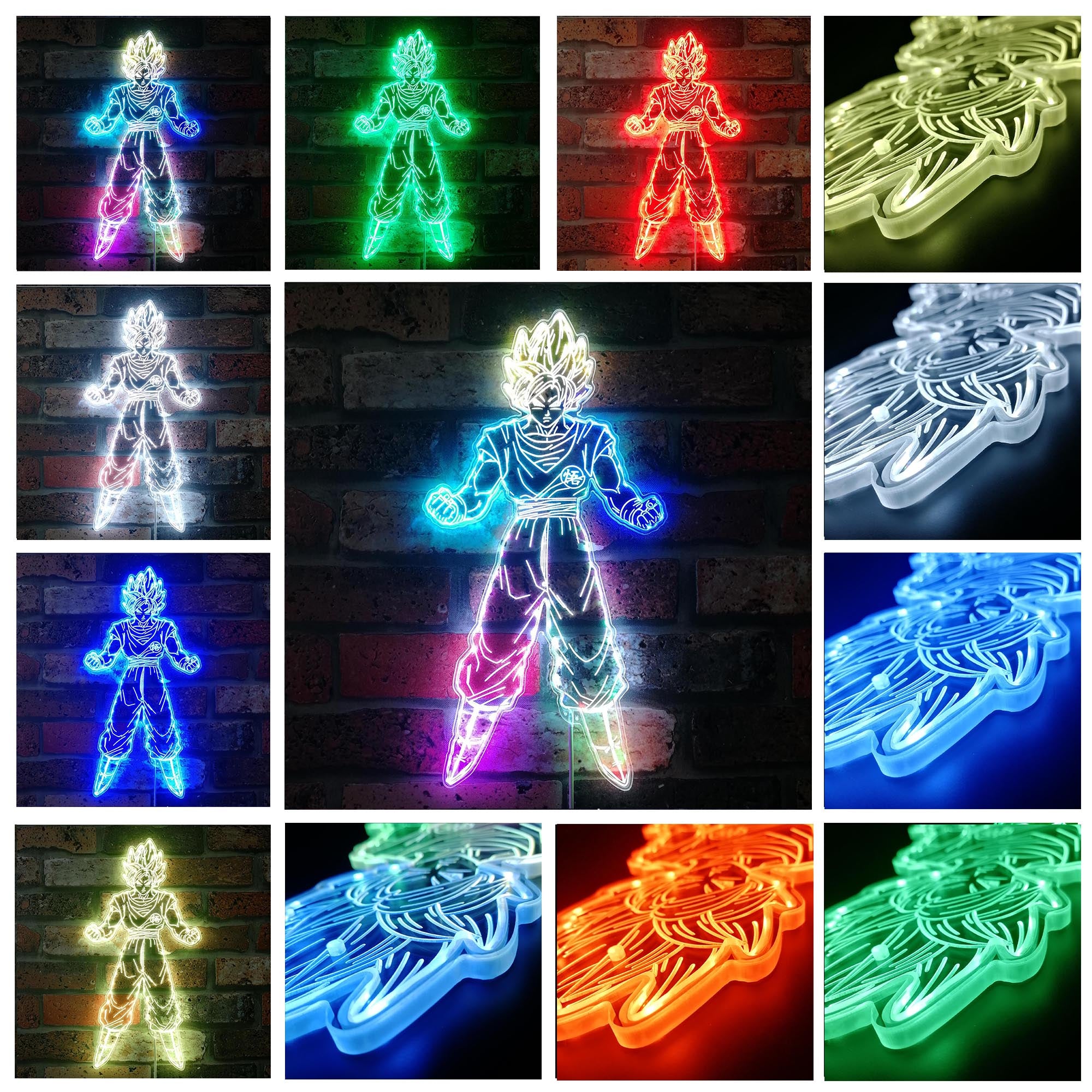 Dragonball Goku Supersaiyan Dynamic RGB Edge Lit LED Sign