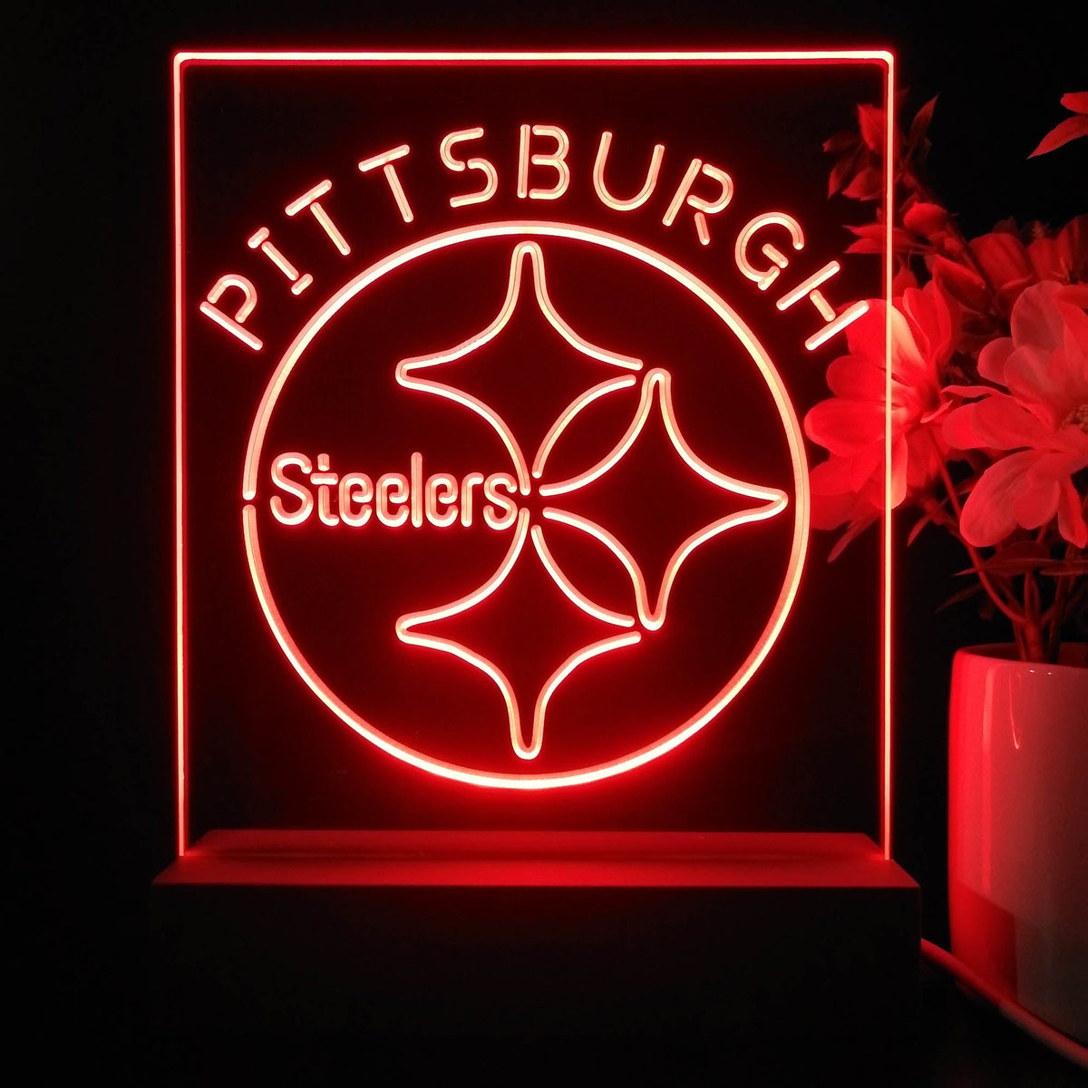 Pittsburgh Steelers 3D LED 16x16 Neon Sign Lamp Light Nightlight Beer Bar  EY