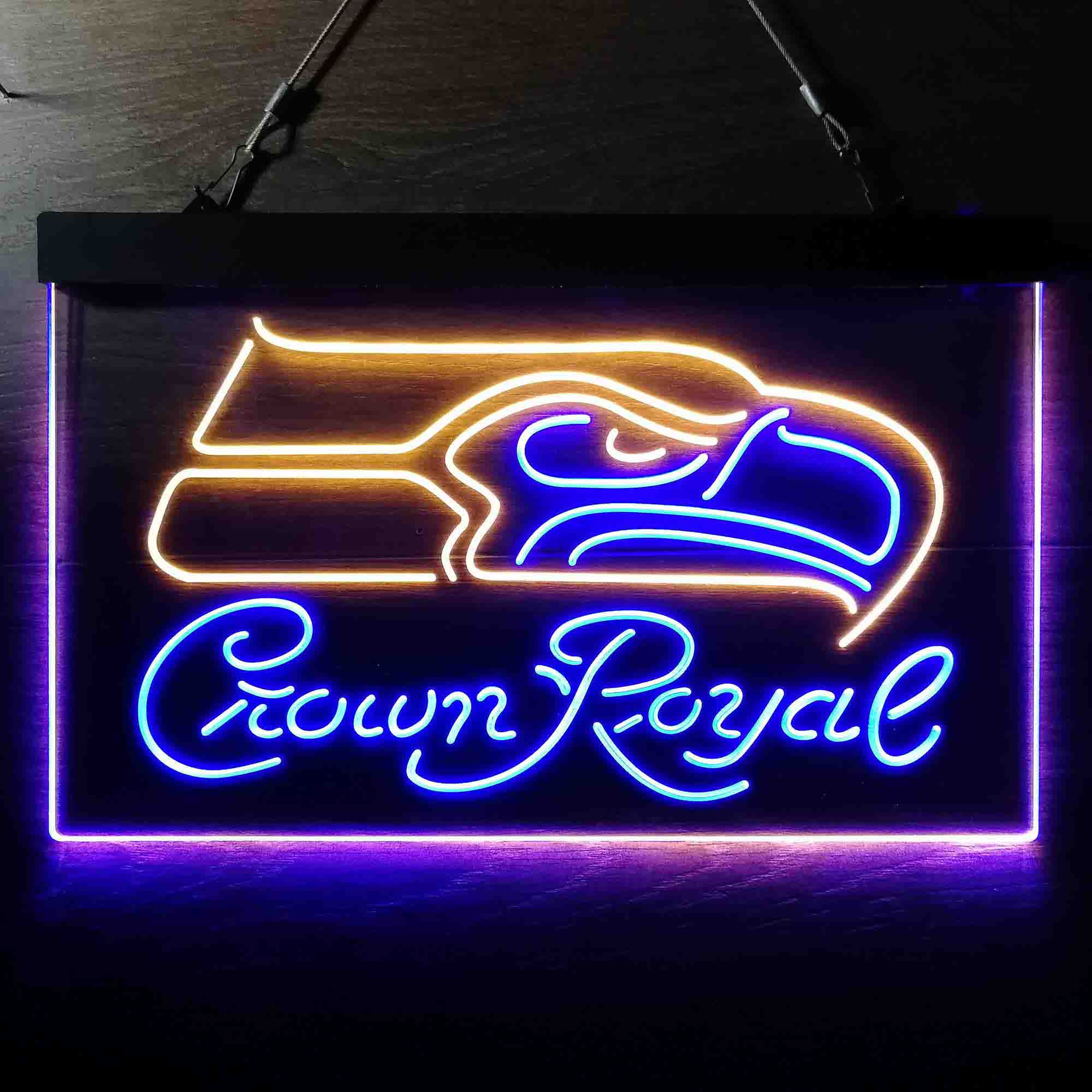 Crown Royal Bar Seattle Seahawks Est. 1976 Dual Color LED Neon Sign ProLedSign