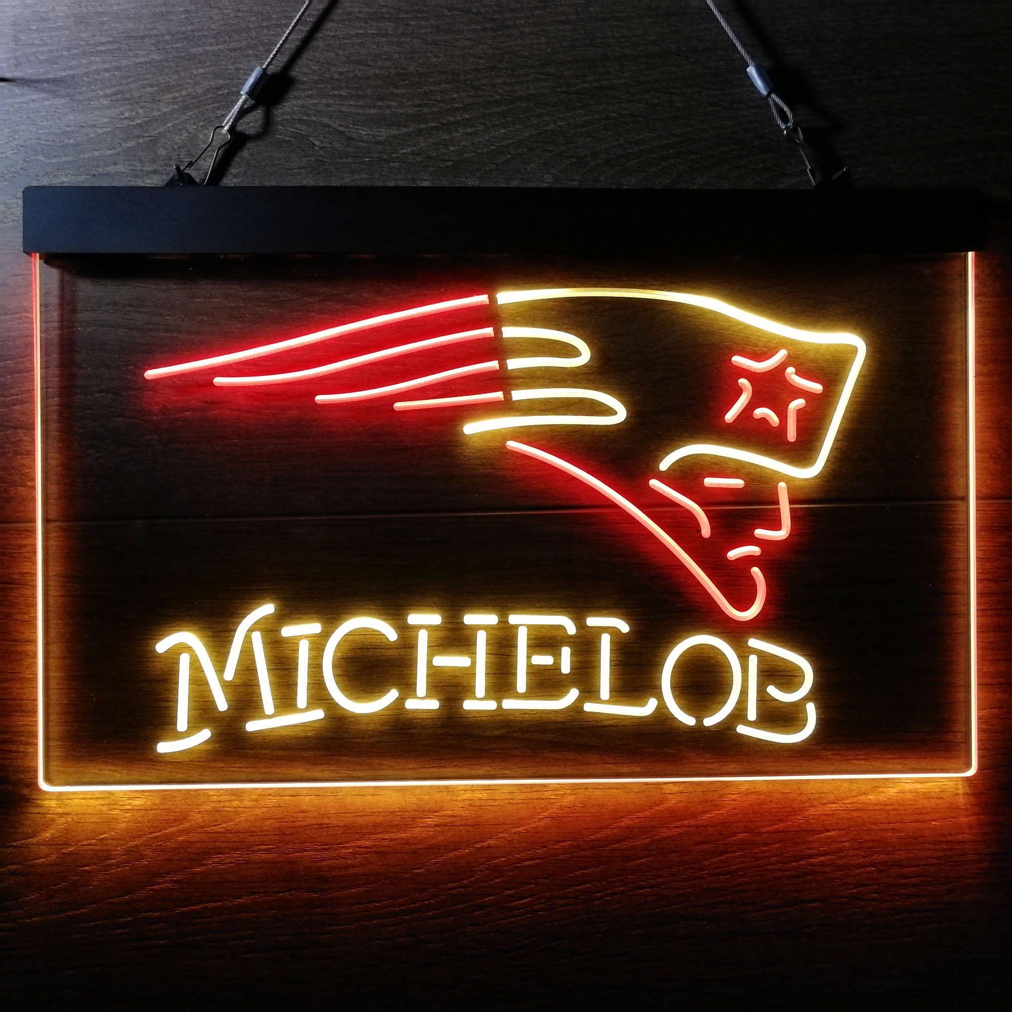Michelob Bar New England Patriots Est. 1960 Dual Color LED Neon Sign ProLedSign