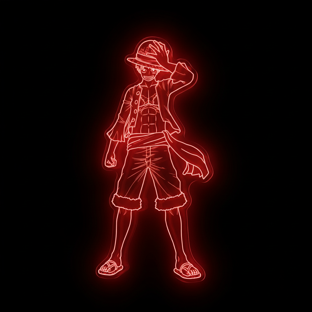 One Piece Luffy Neon LED Sign with Dynamic RGB Colors