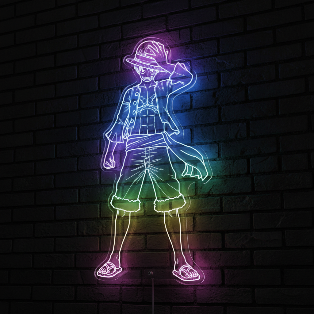 One Piece Luffy Neon LED Sign with Dynamic RGB Colors