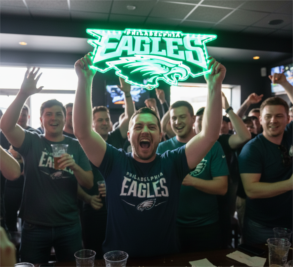 Philadelphia Eagles Champions Neon LED Sign with Dynamic RGB Colors