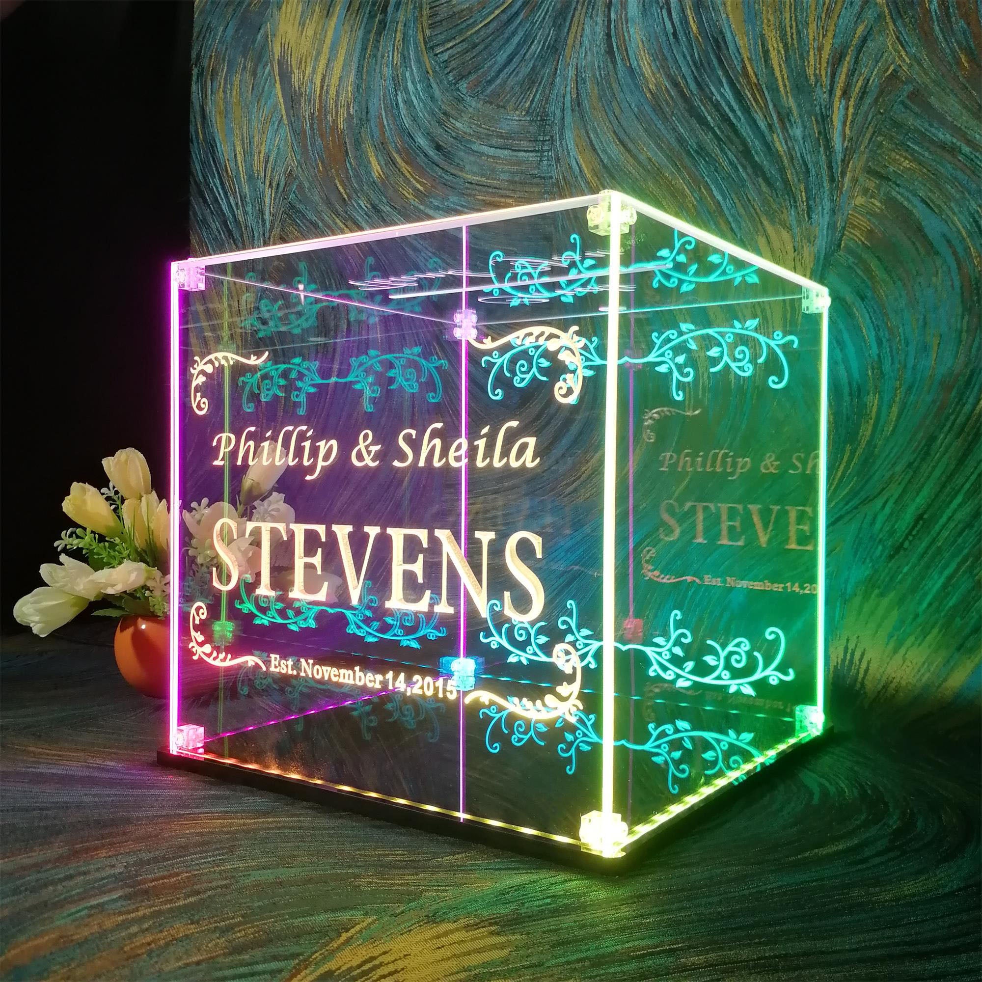 Personalized Wedding Card LED Lighting Box, Wedding Envelope Box, Wedding Gifts Décor