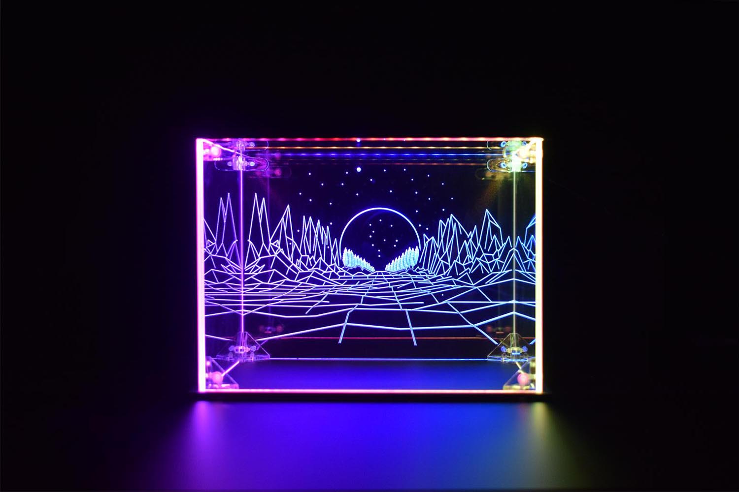 Geometric Mount LED Display Case for Diecast Scale Cars, Lego