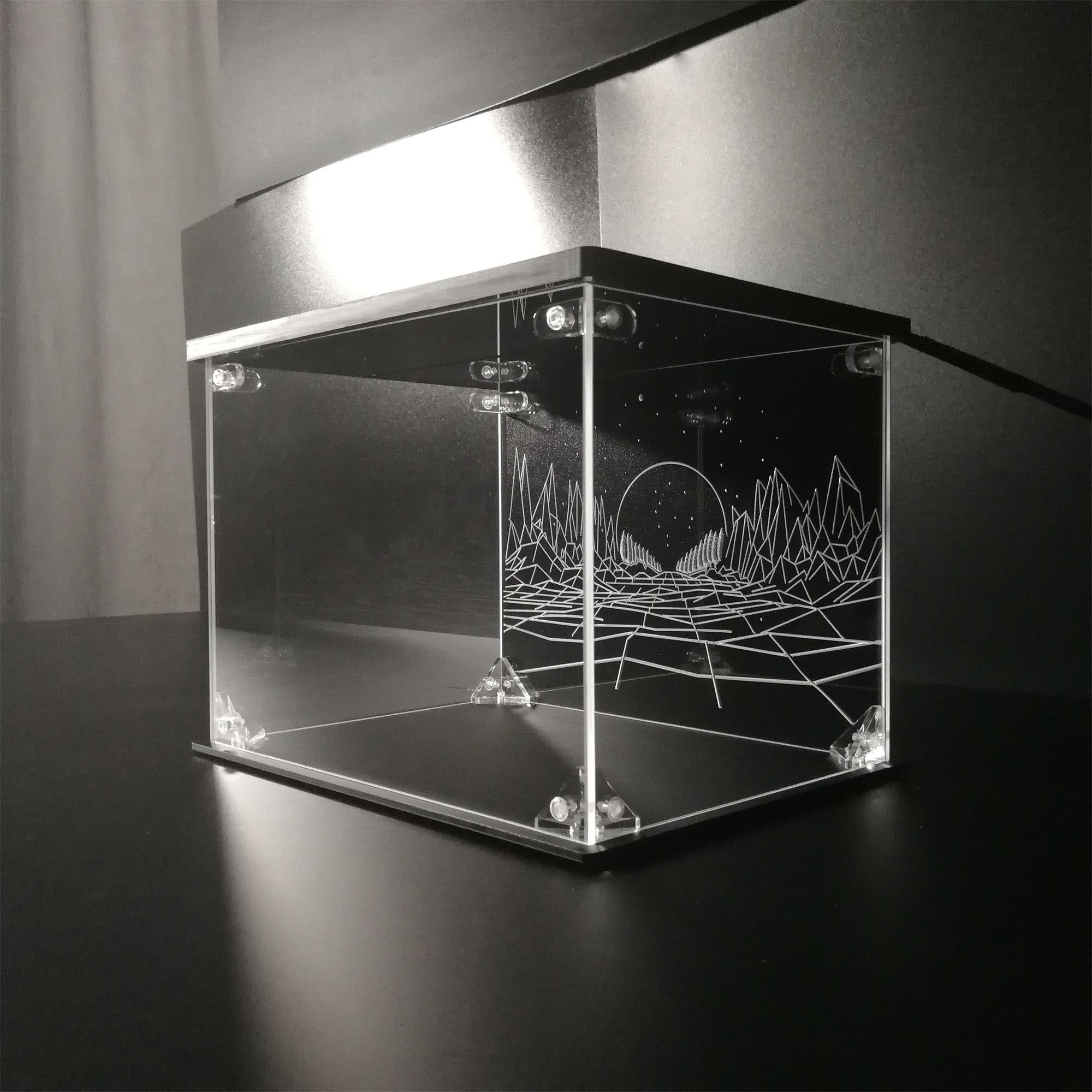 Geometric Mount LED Display Case for Diecast Scale Cars, Lego