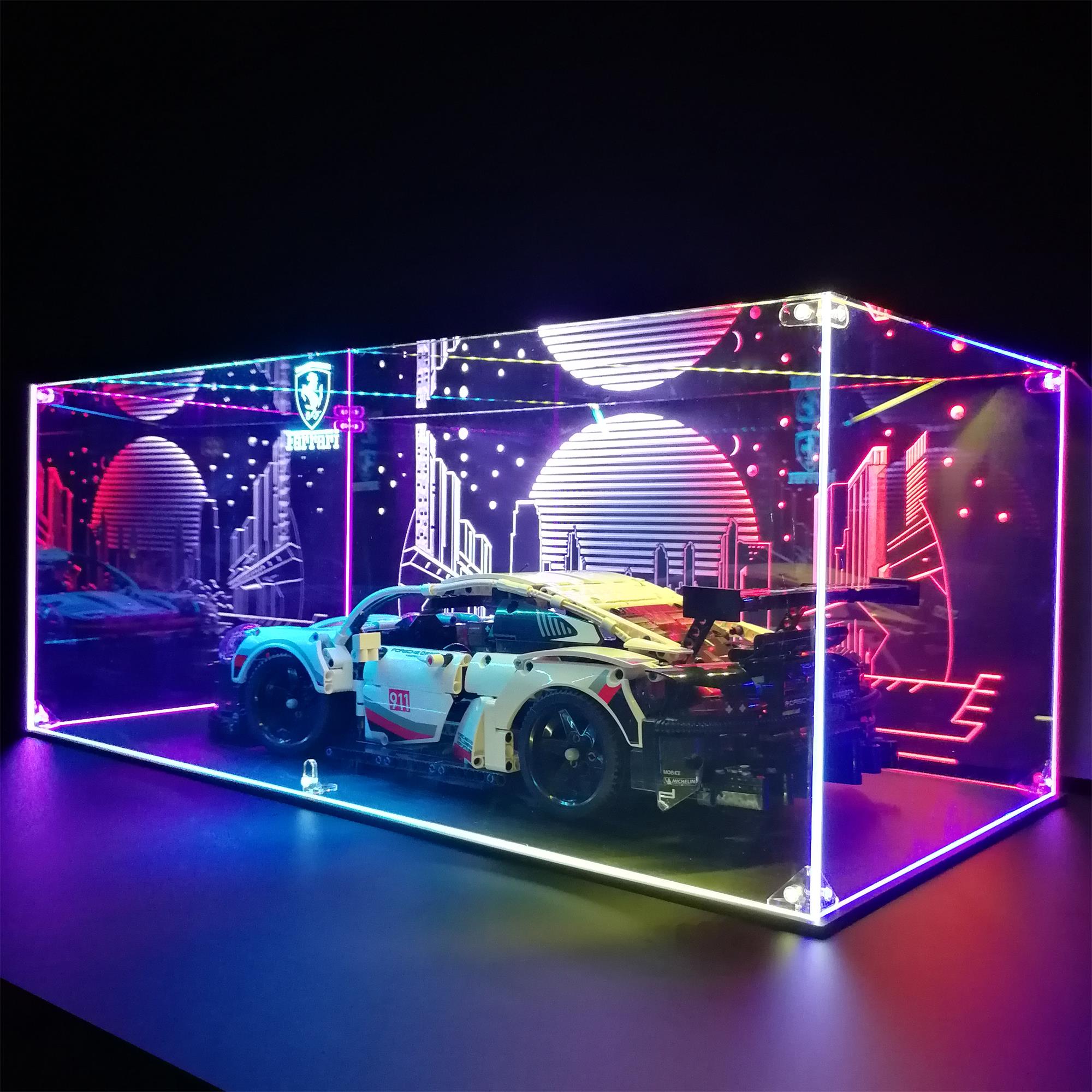 Custom Scale Car Models LED Display Case for Lego 42154 FORD GT