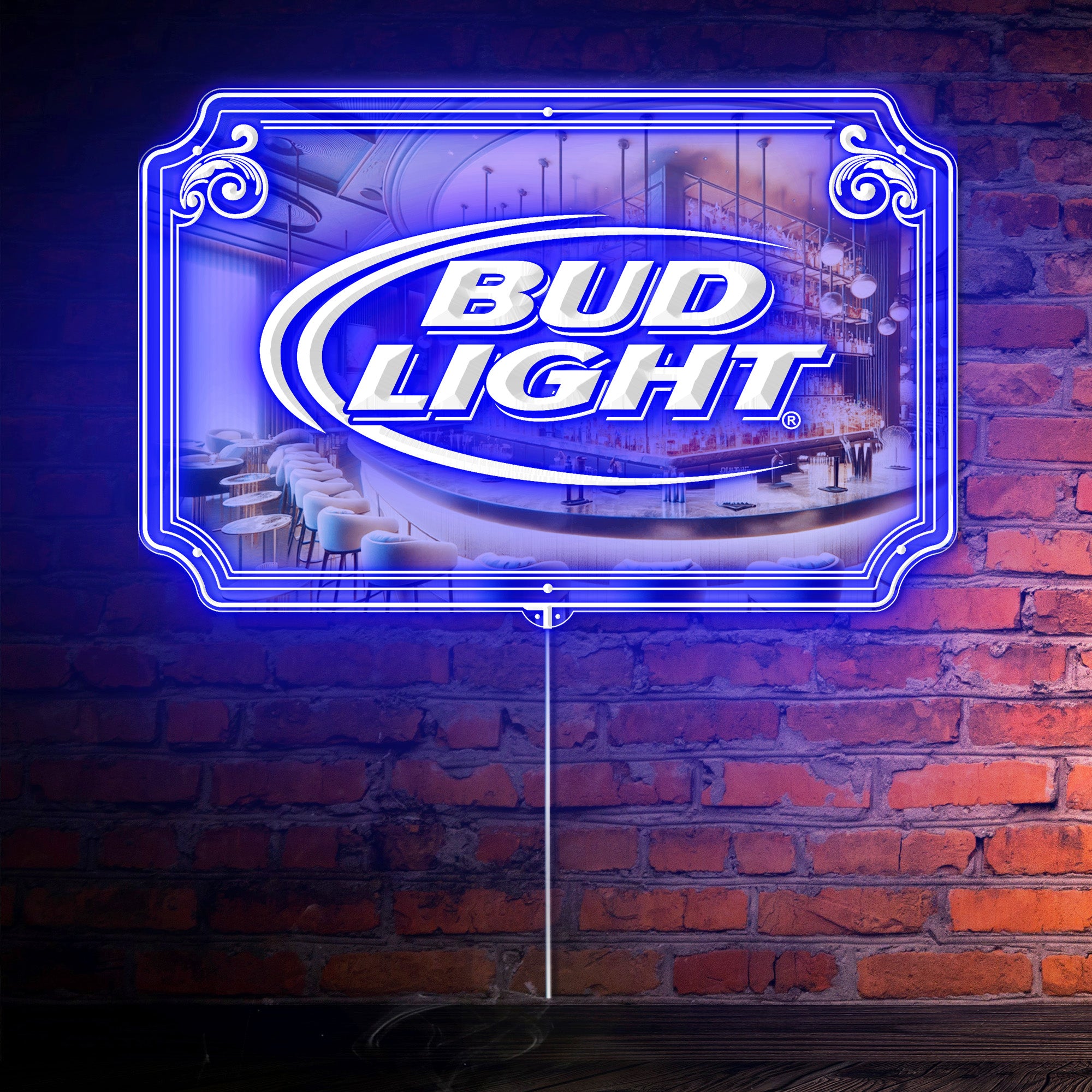 Bud Light RGB LED Neon Sign with Elegant Mirror Backing