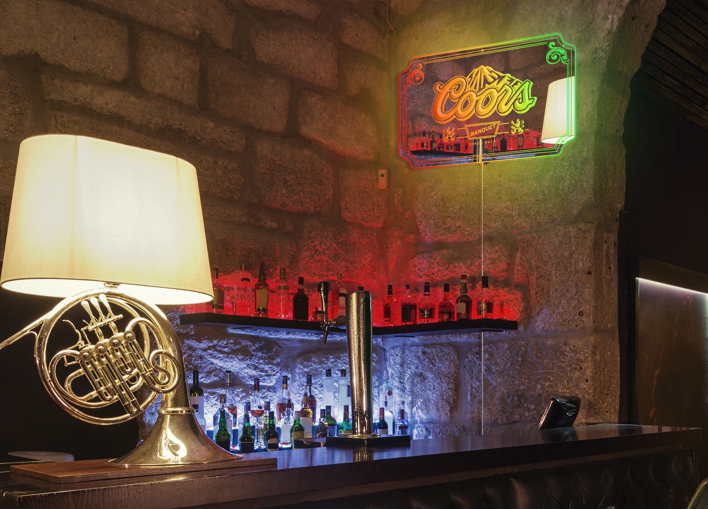 Coors Banquet RGB LED Neon Sign with Elegant Mirror Backing