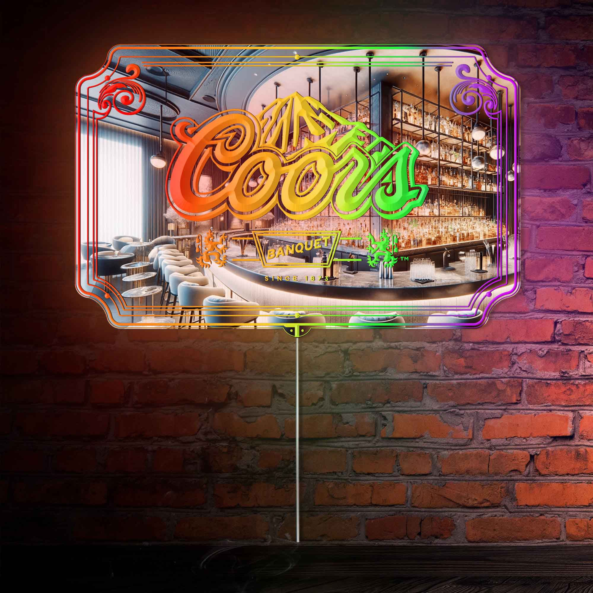 Coors Banquet RGB LED Neon Sign with Elegant Mirror Backing