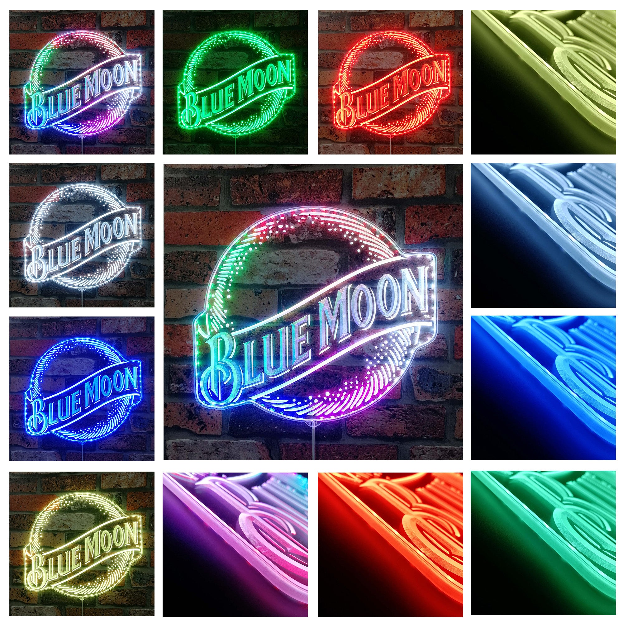 blue moon beer Dynamic RGB Edge Lit LED Sign