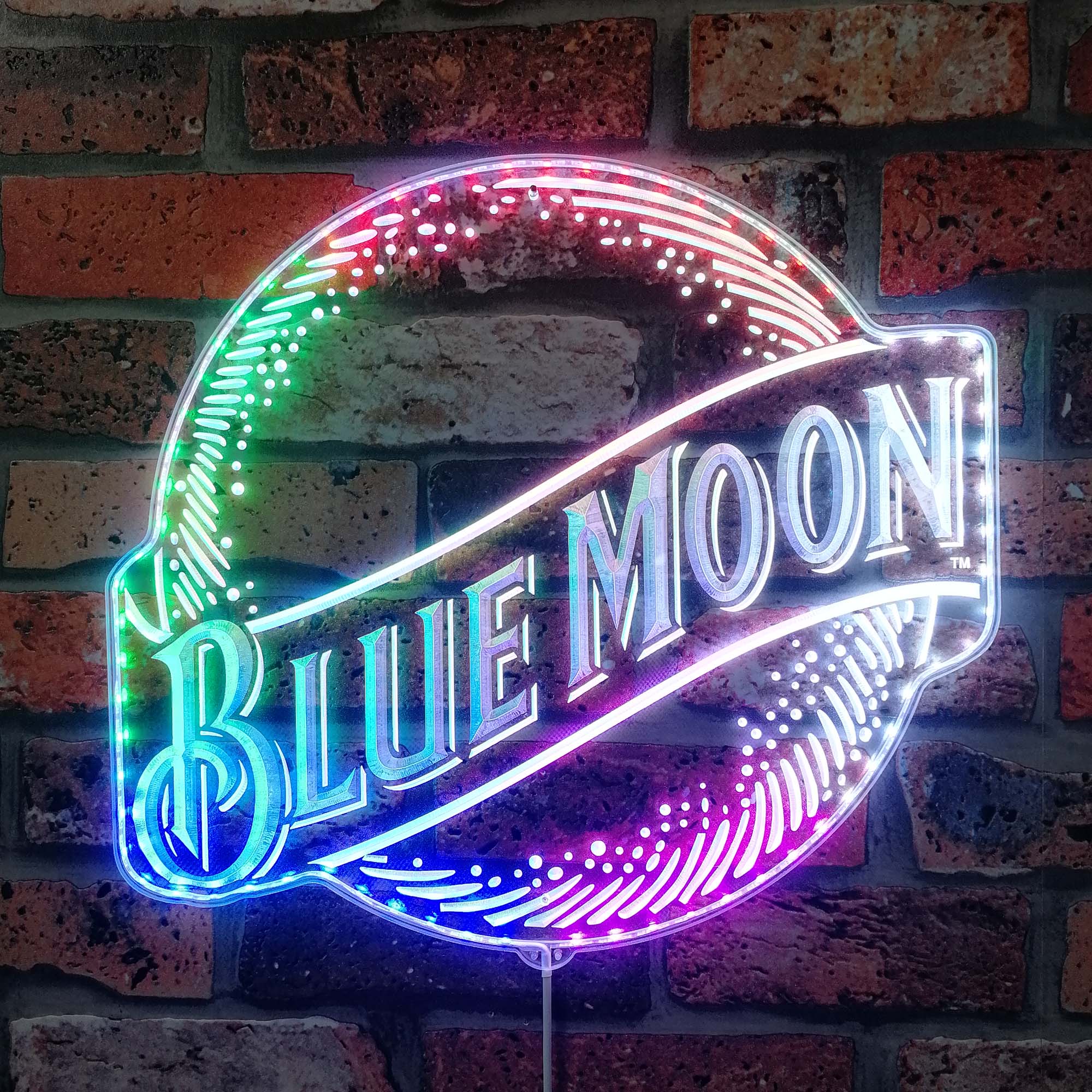 blue moon beer Dynamic RGB Edge Lit LED Sign