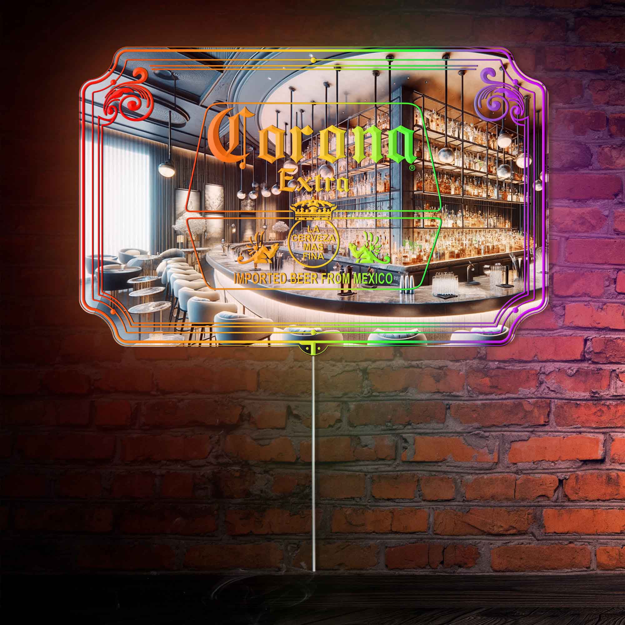 Corona Extra Mexico RGB LED Neon Sign with Elegant Mirror Backing