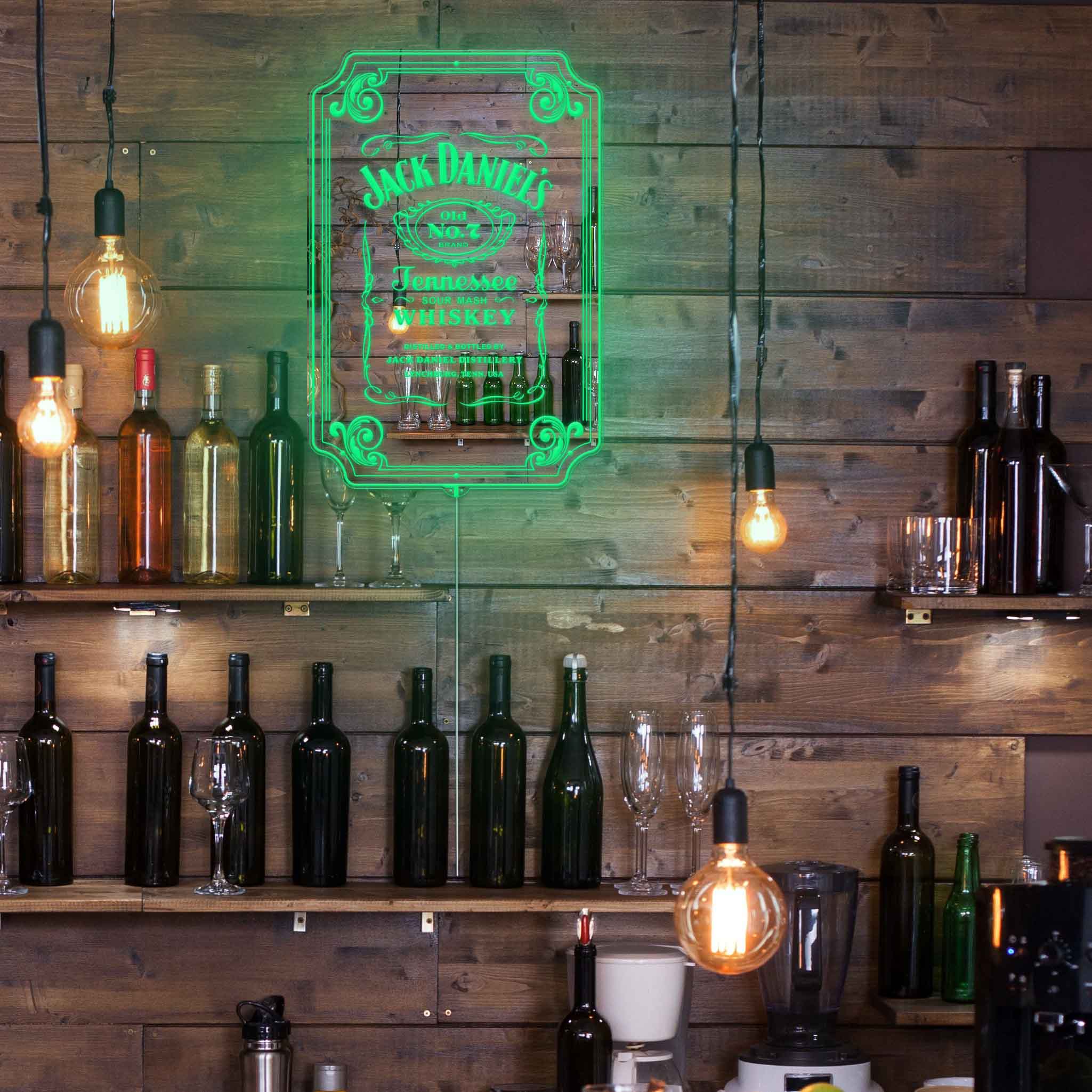 Jack Daniel's Old No.7 RGB LED Neon Sign with Elegant Mirror Backing