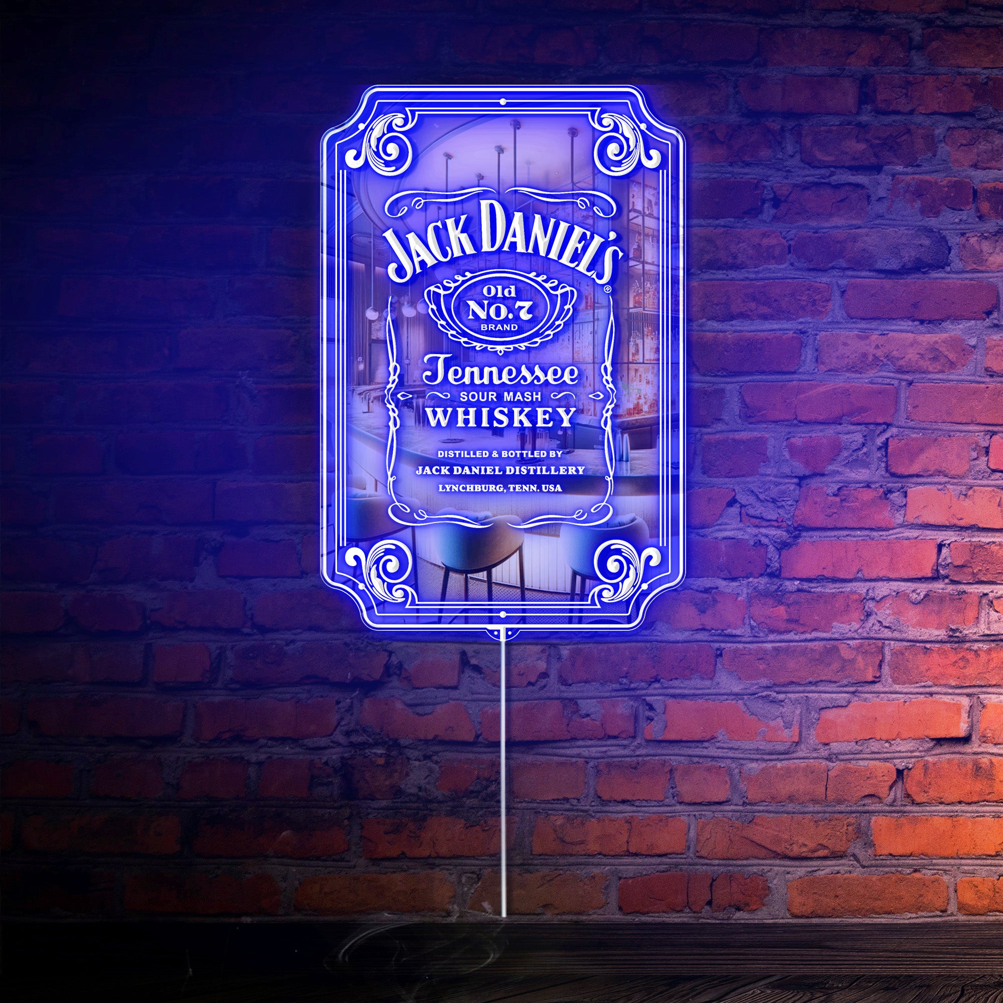 Jack Daniel's Old No.7 RGB LED Neon Sign with Elegant Mirror Backing