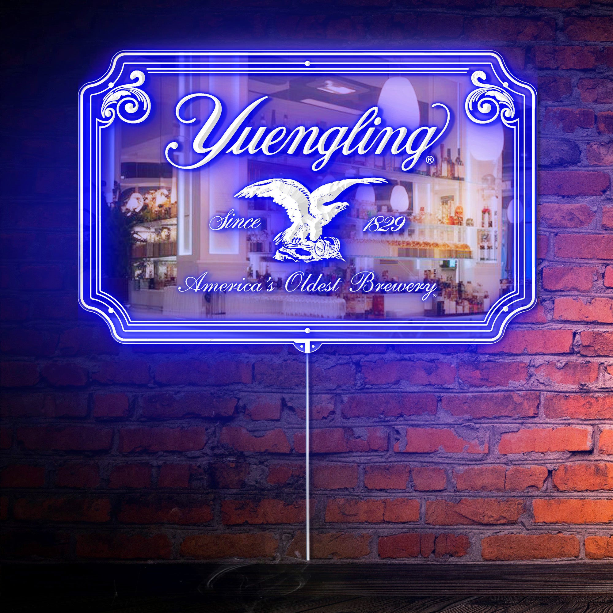 Yuengling Beer RGB LED Neon Sign with Elegant Mirror Backing