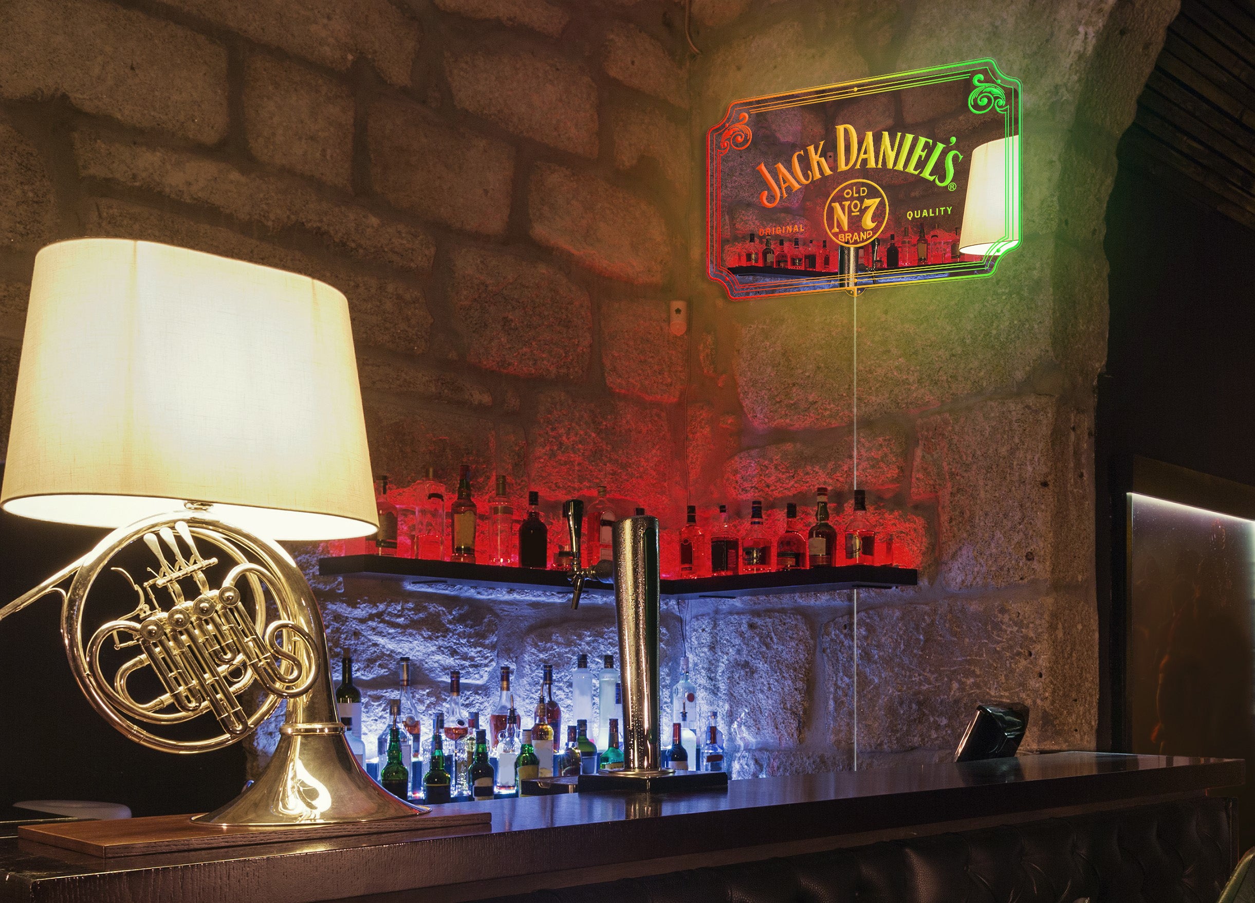 Jack Daniel's Bar RGB LED Neon Sign with Elegant Mirror Backing