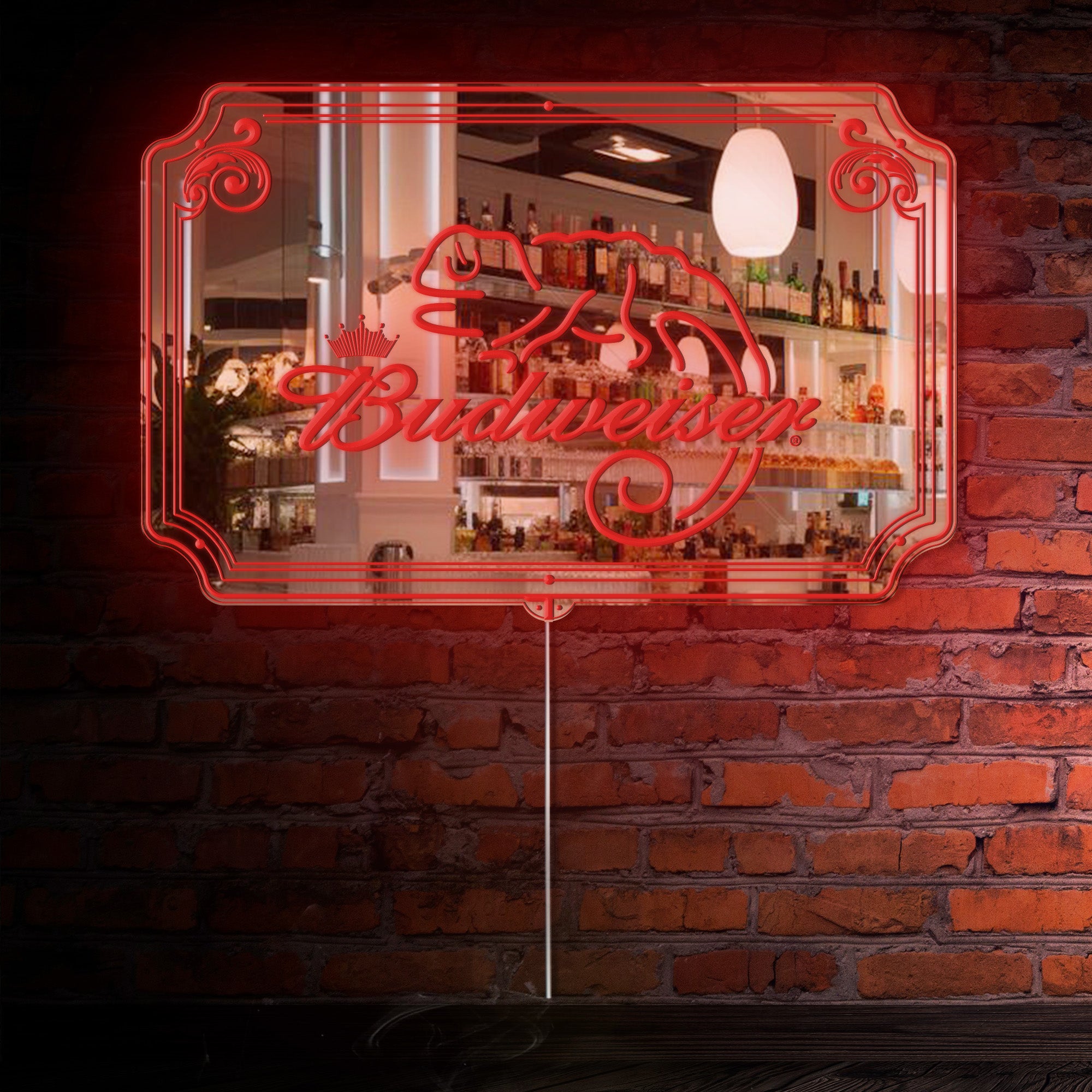 Budweiser Lizard RGB LED Neon Sign with Elegant Mirror Backing