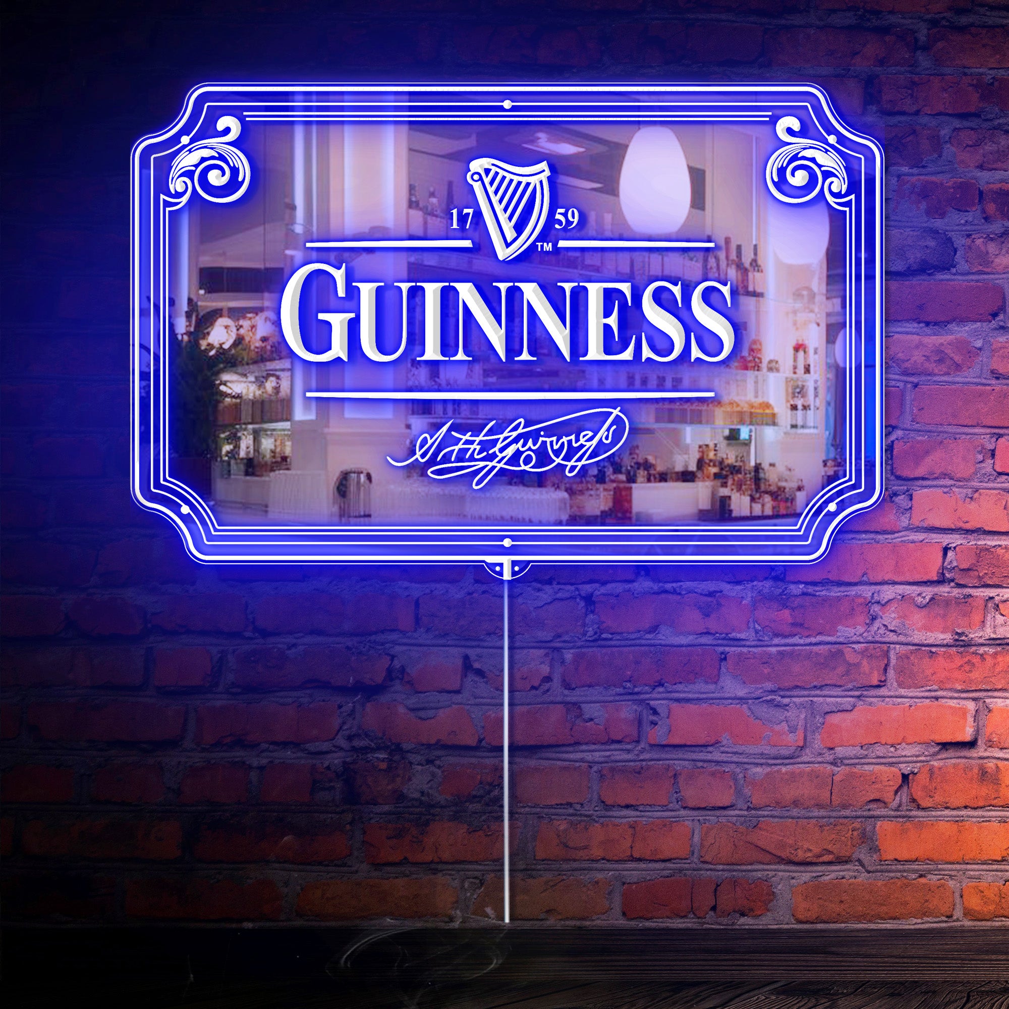 Guinness Daught RGB LED Neon Sign with Elegant Mirror Backing