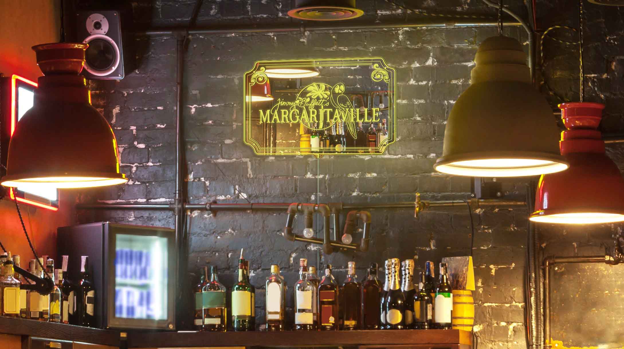 Jimmy Buffett's Margaritaville RGB LED Neon Sign with Elegant Mirror Backing