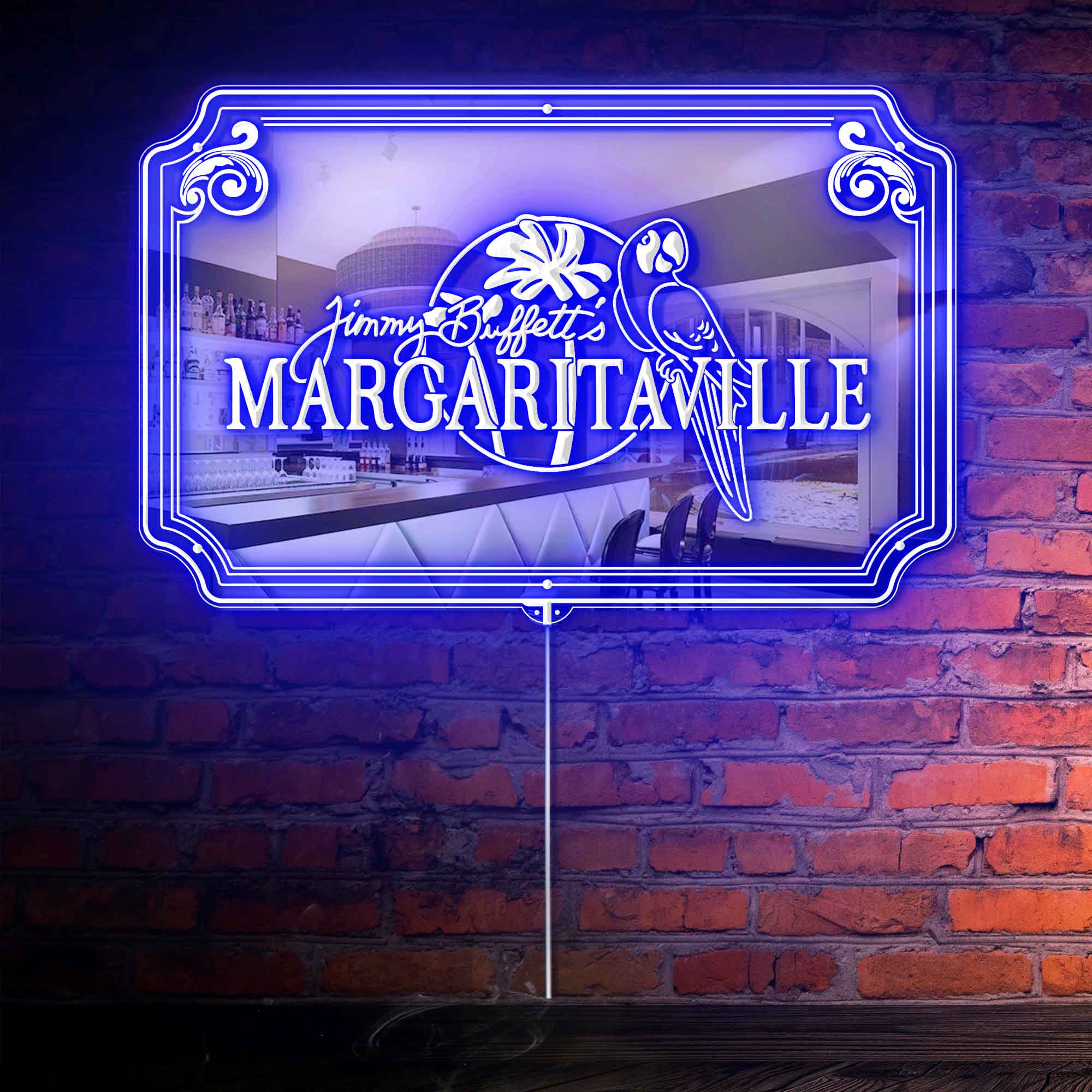 Jimmy Buffett's Margaritaville RGB LED Neon Sign with Elegant Mirror Backing