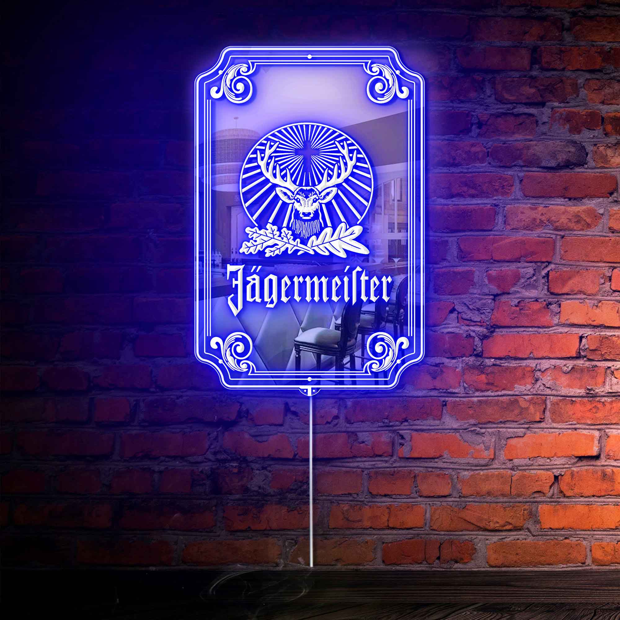 Jagermeister RGB LED Neon Sign with Elegant Mirror Backing