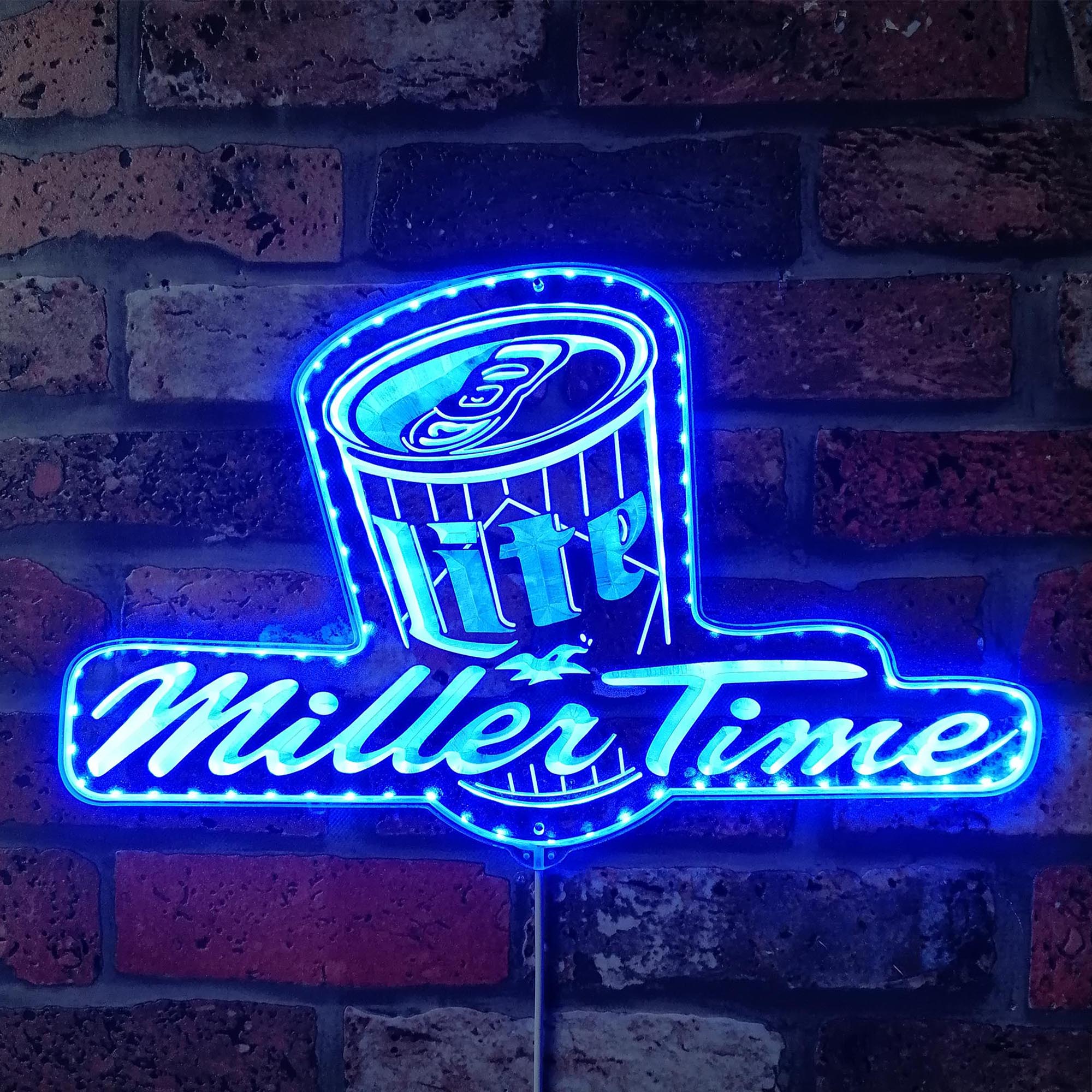 Miller Lite Time Beer Bar Neon RGB Edge Lit LED Sign