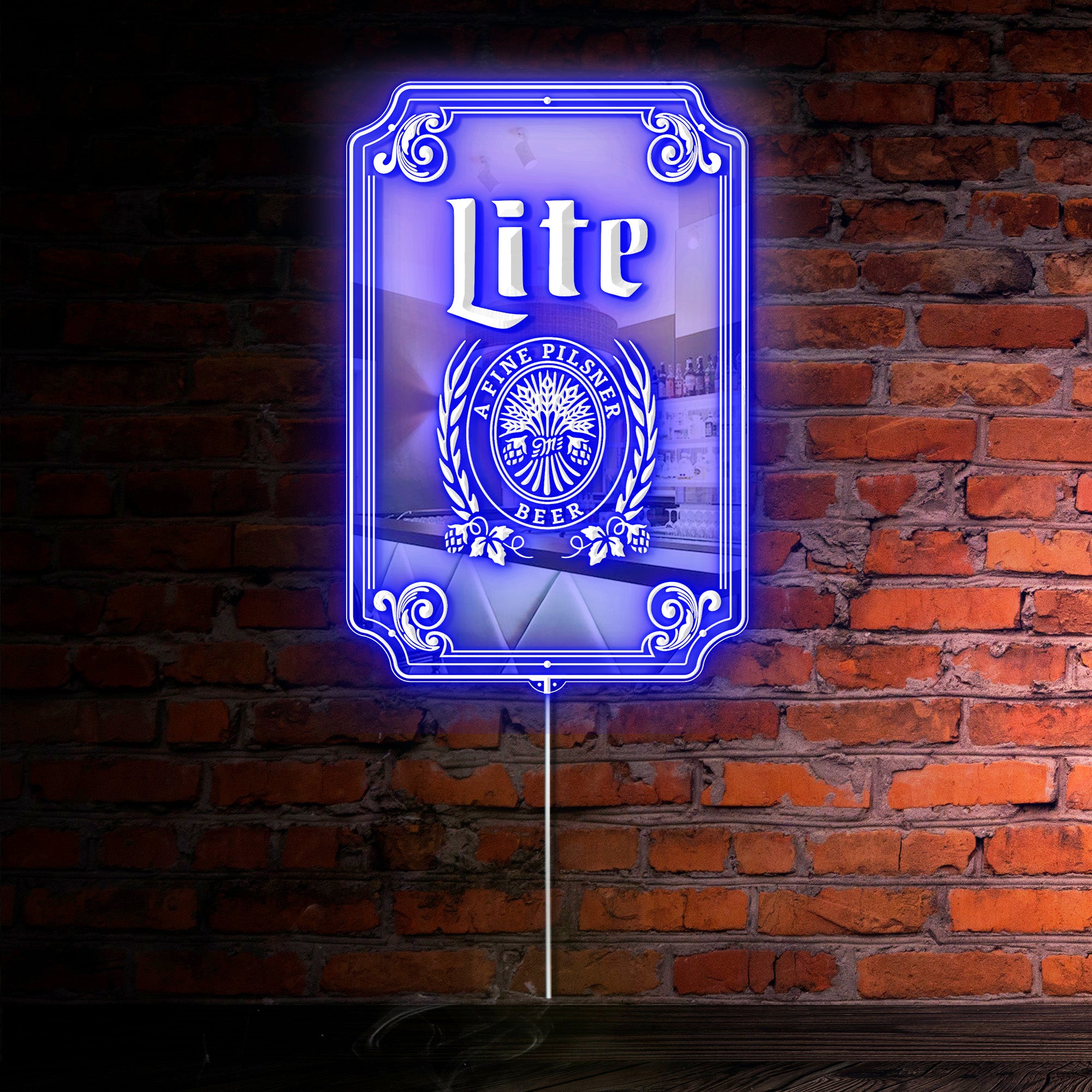 Miller Lite RGB LED Neon Sign with Elegant Mirror Backing