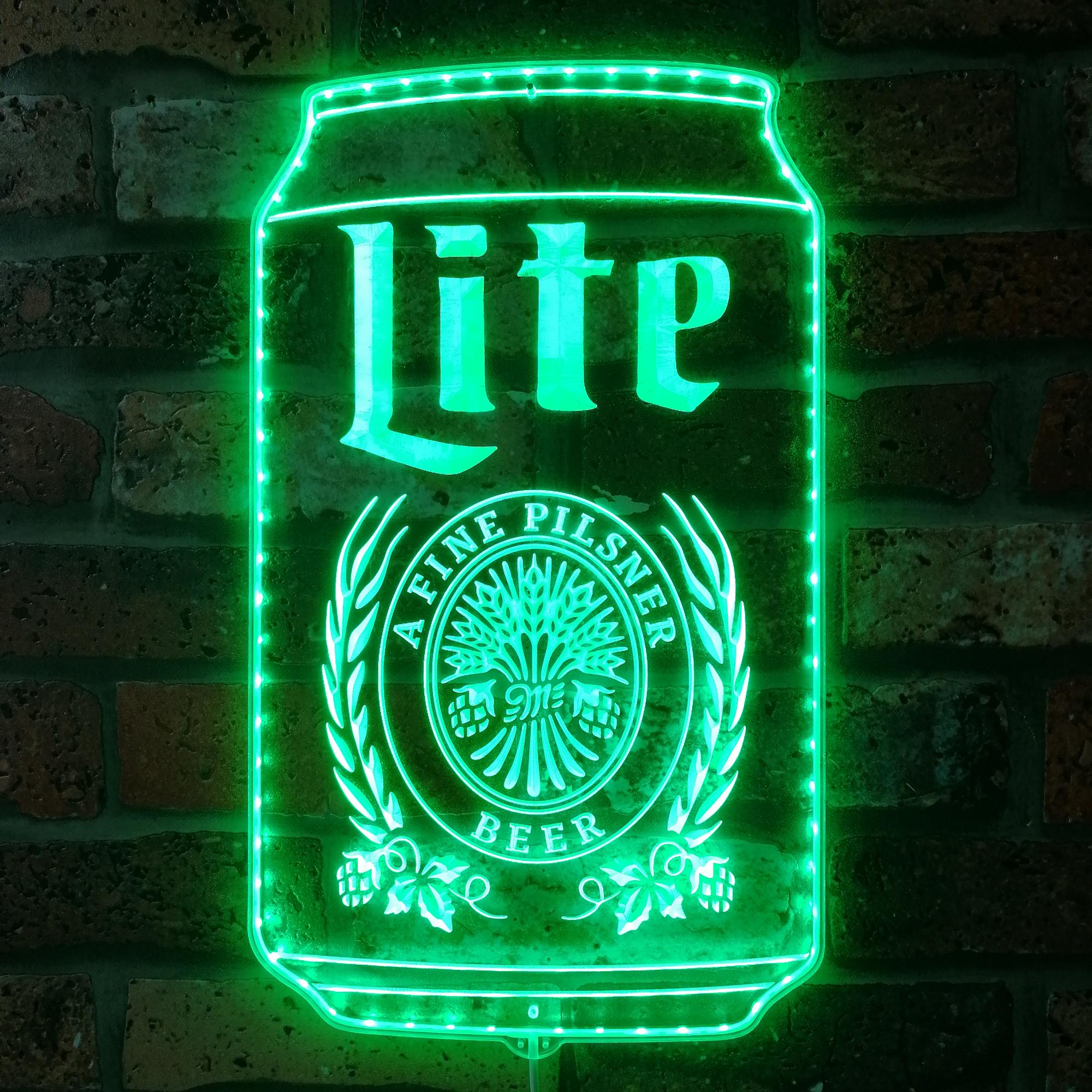 Miller Lite Beer Bar Neon RGB Edge Lit LED Sign