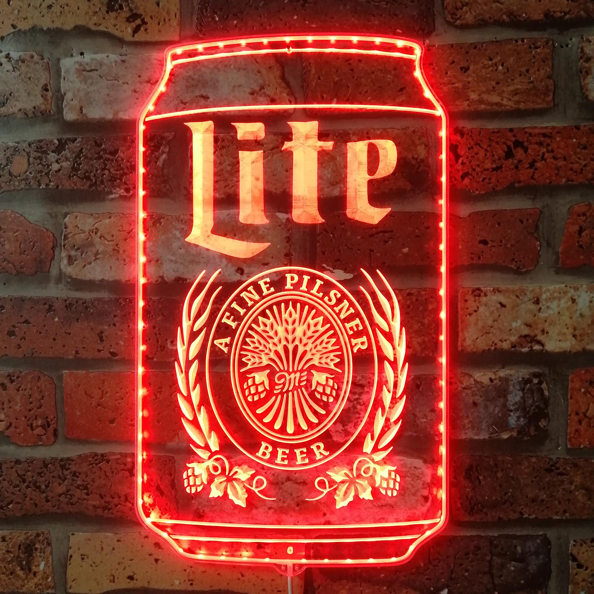 Miller Lite Beer Bar Neon RGB Edge Lit LED Sign