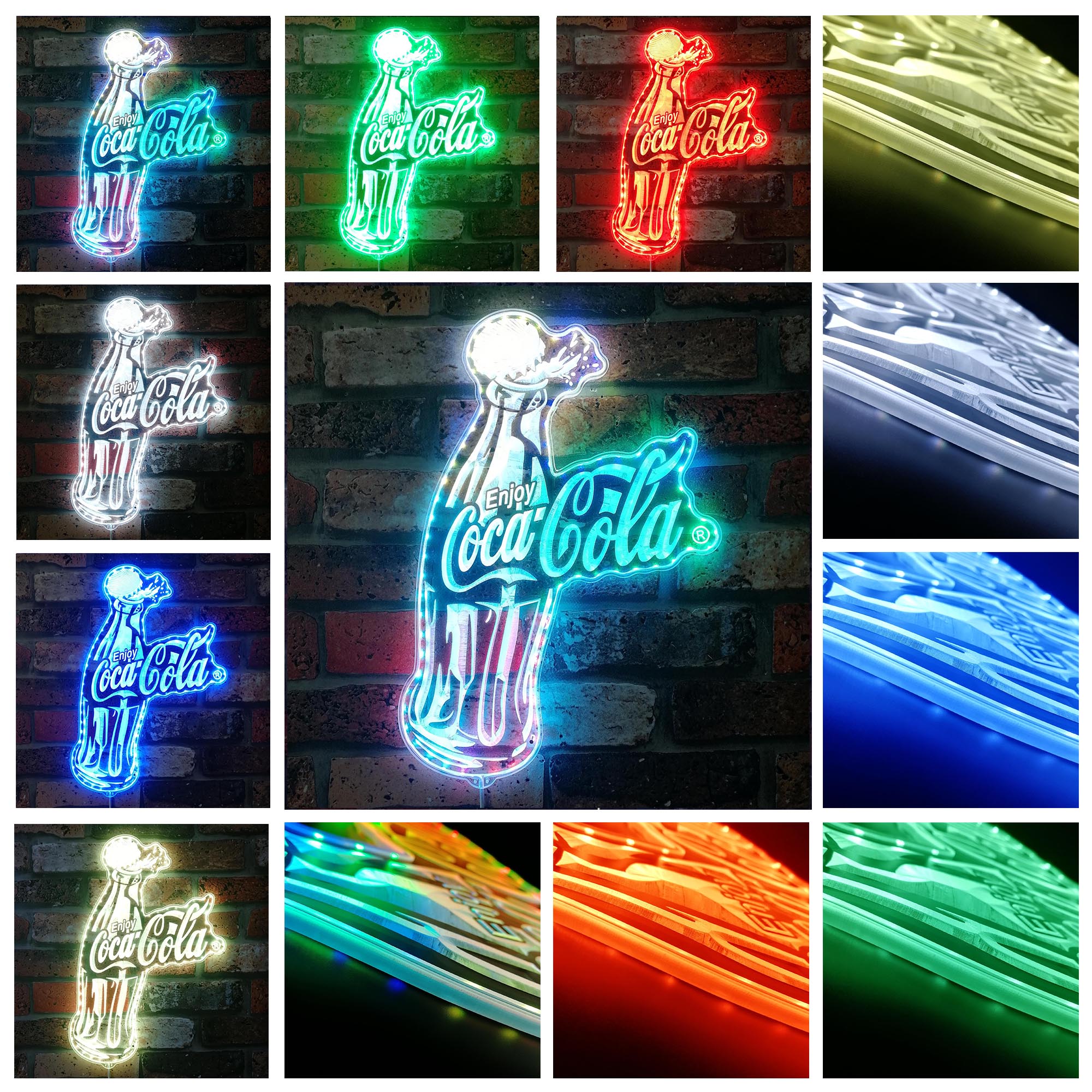 Coca Cola Bottle Dynamic RGB Edge Lit LED Sign