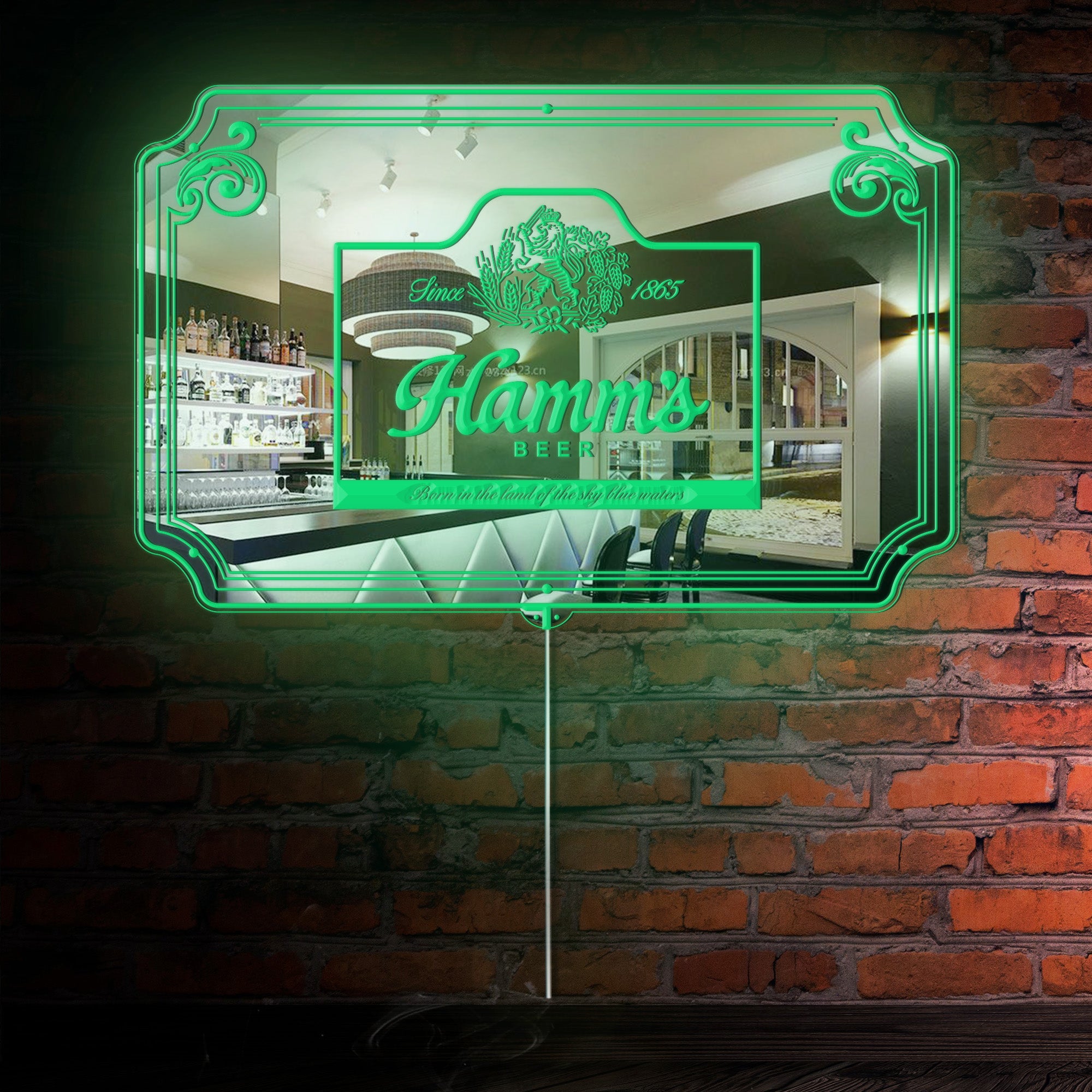 Hamms Beer RGB LED Neon Sign with Elegant Mirror Backing