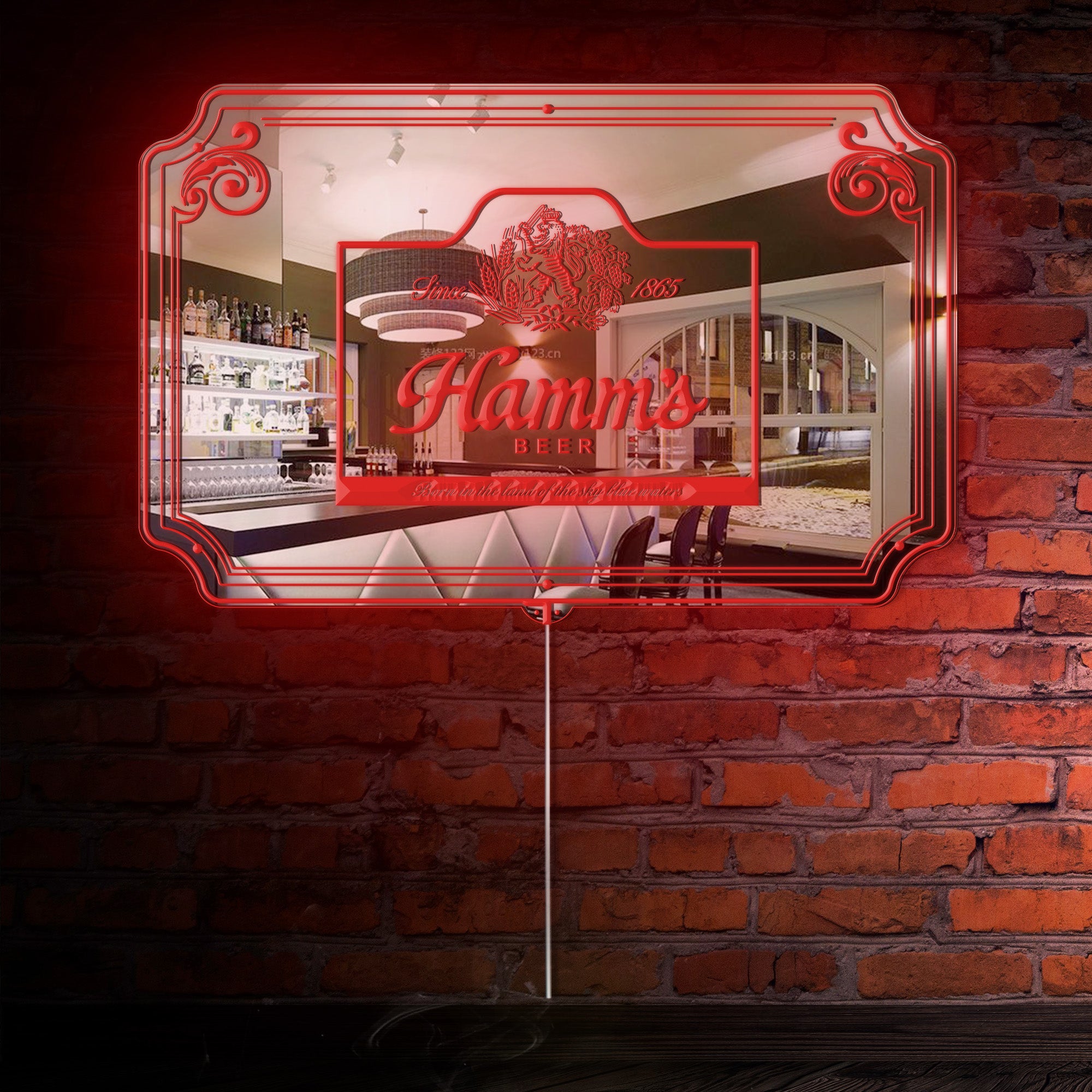 Hamms Beer RGB LED Neon Sign with Elegant Mirror Backing