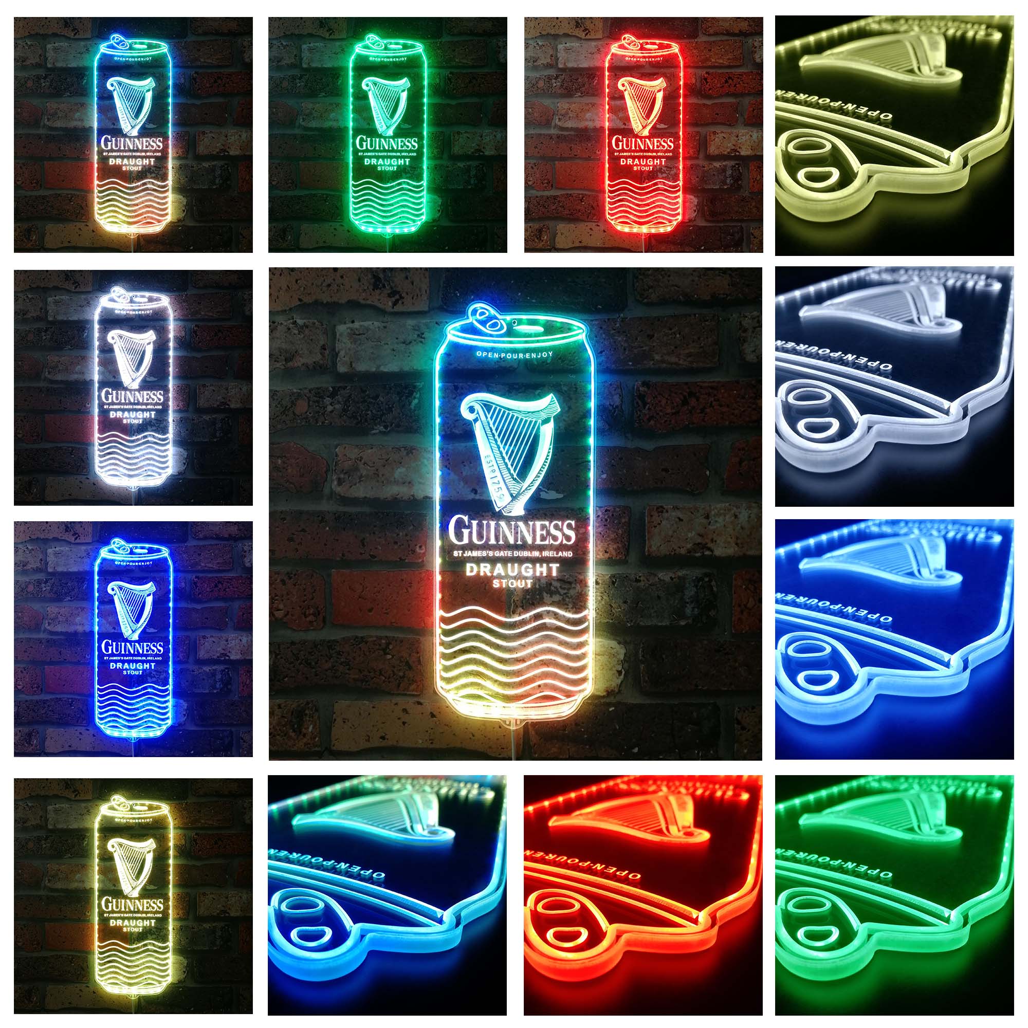 Guinness Beer Can Dynamic RGB Edge Lit LED Sign