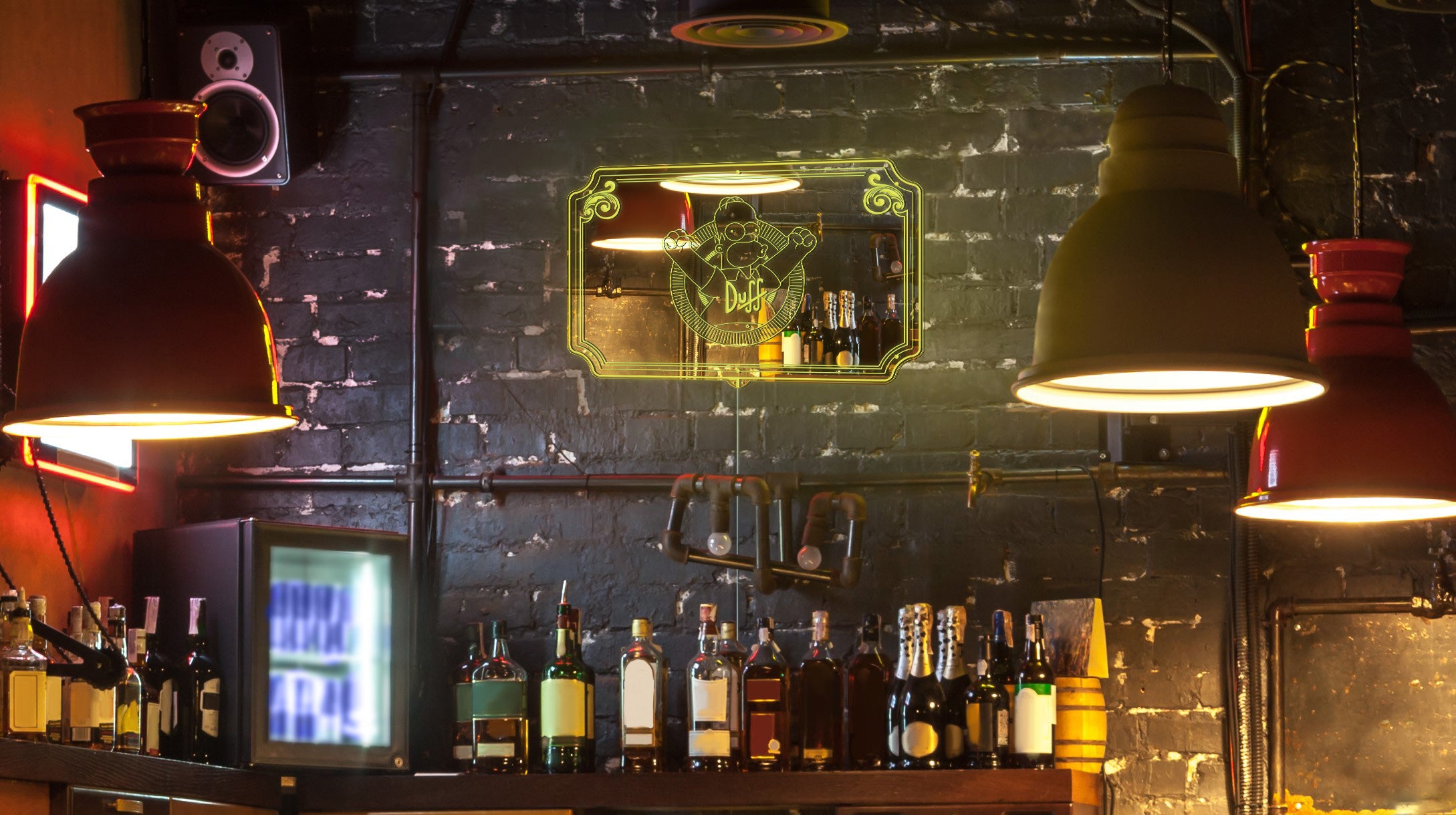 Duff Beer Simpson RGB LED Neon Sign with Elegant Mirror Backing