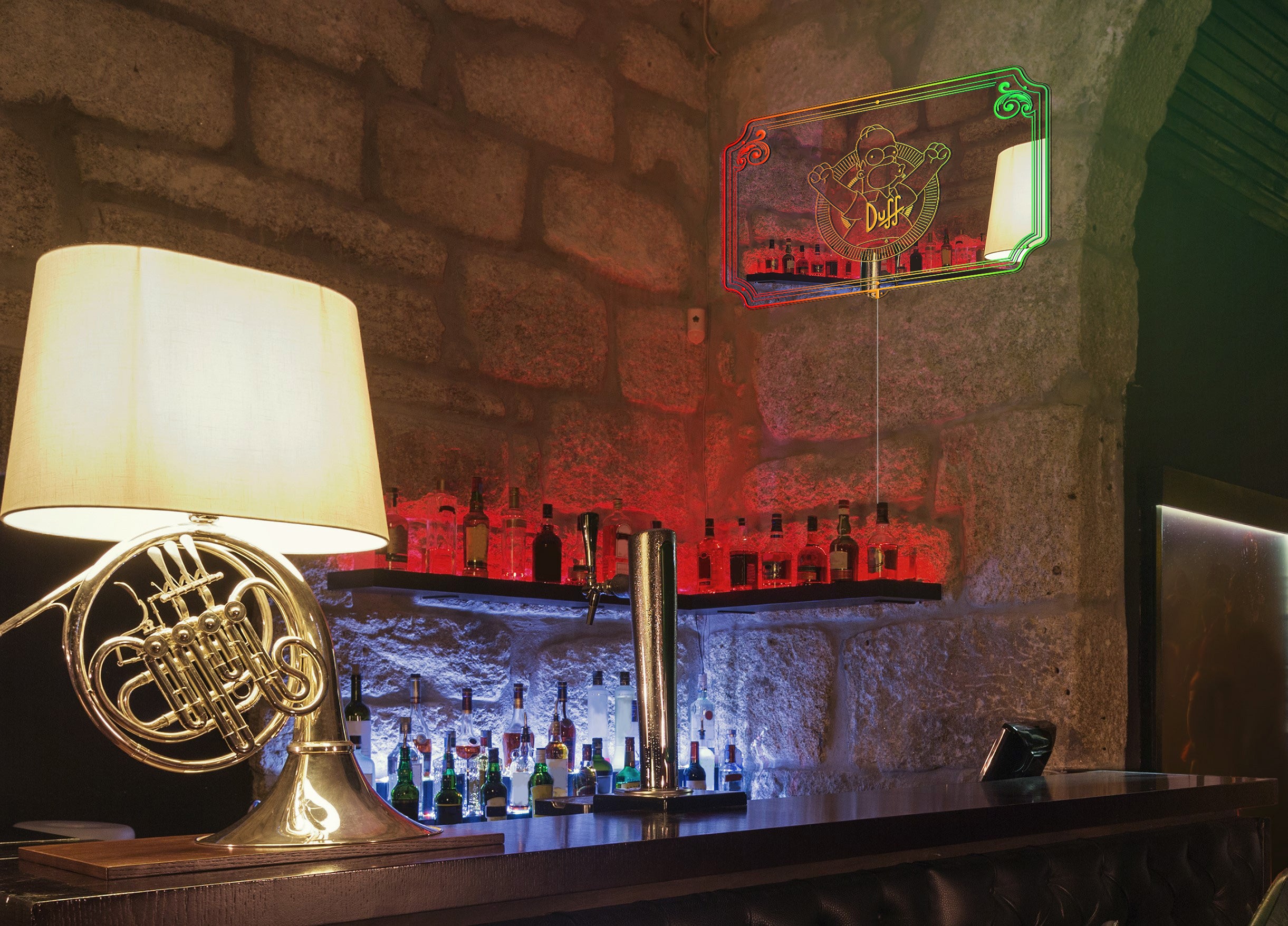 Duff Beer Simpson RGB LED Neon Sign with Elegant Mirror Backing