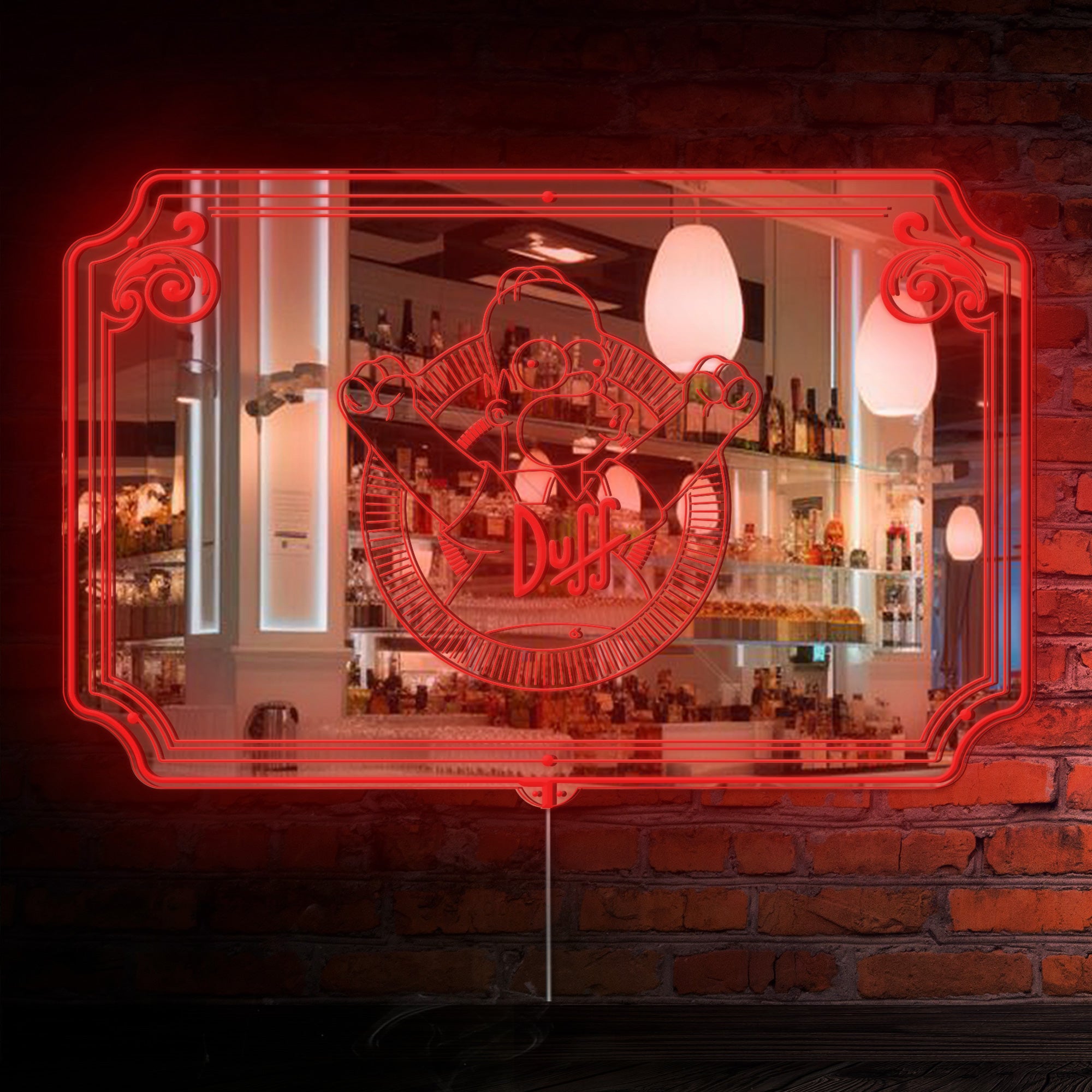 Duff Beer Simpson RGB LED Neon Sign with Elegant Mirror Backing