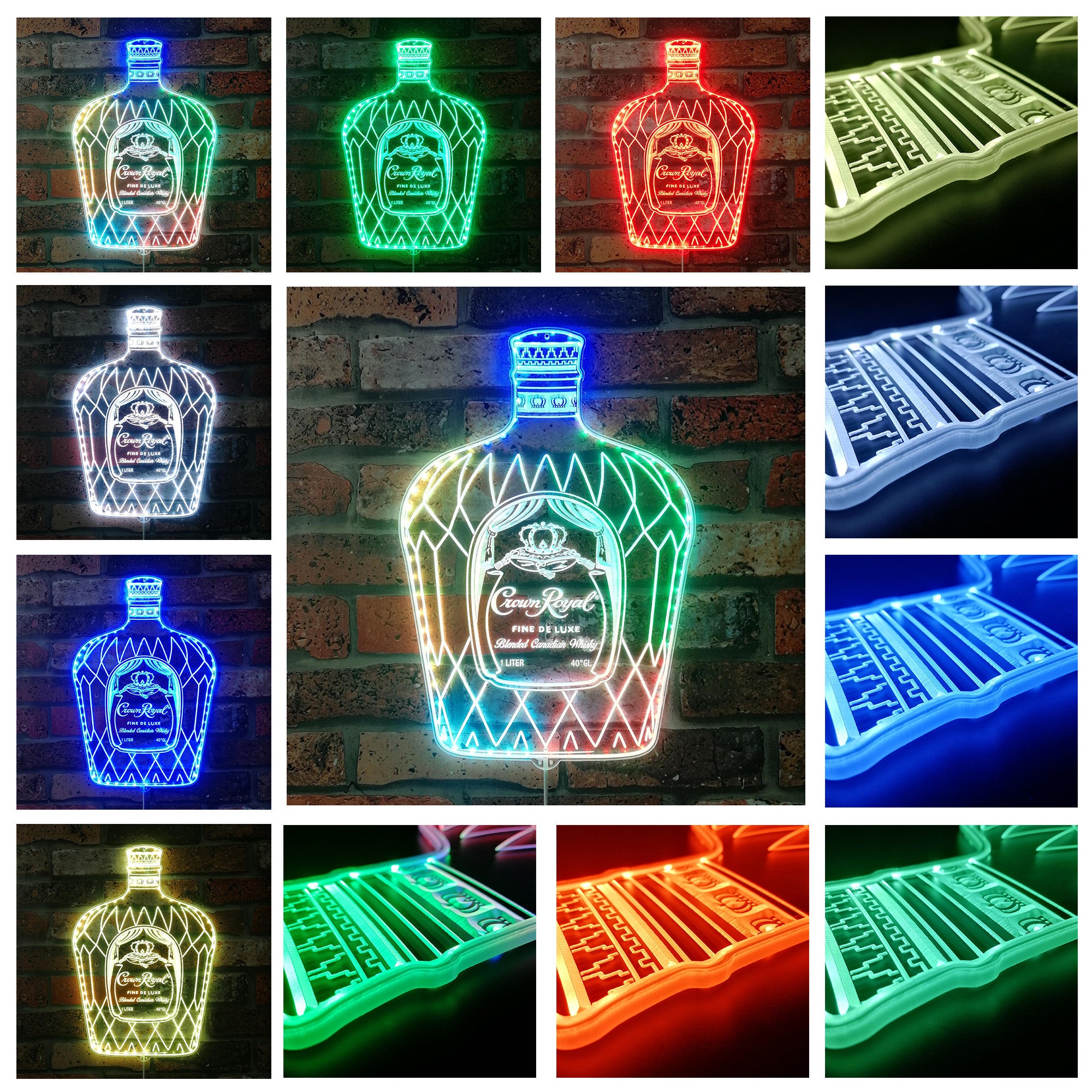 Crown Royal Bottle Dynamic RGB Edge Lit LED Sign