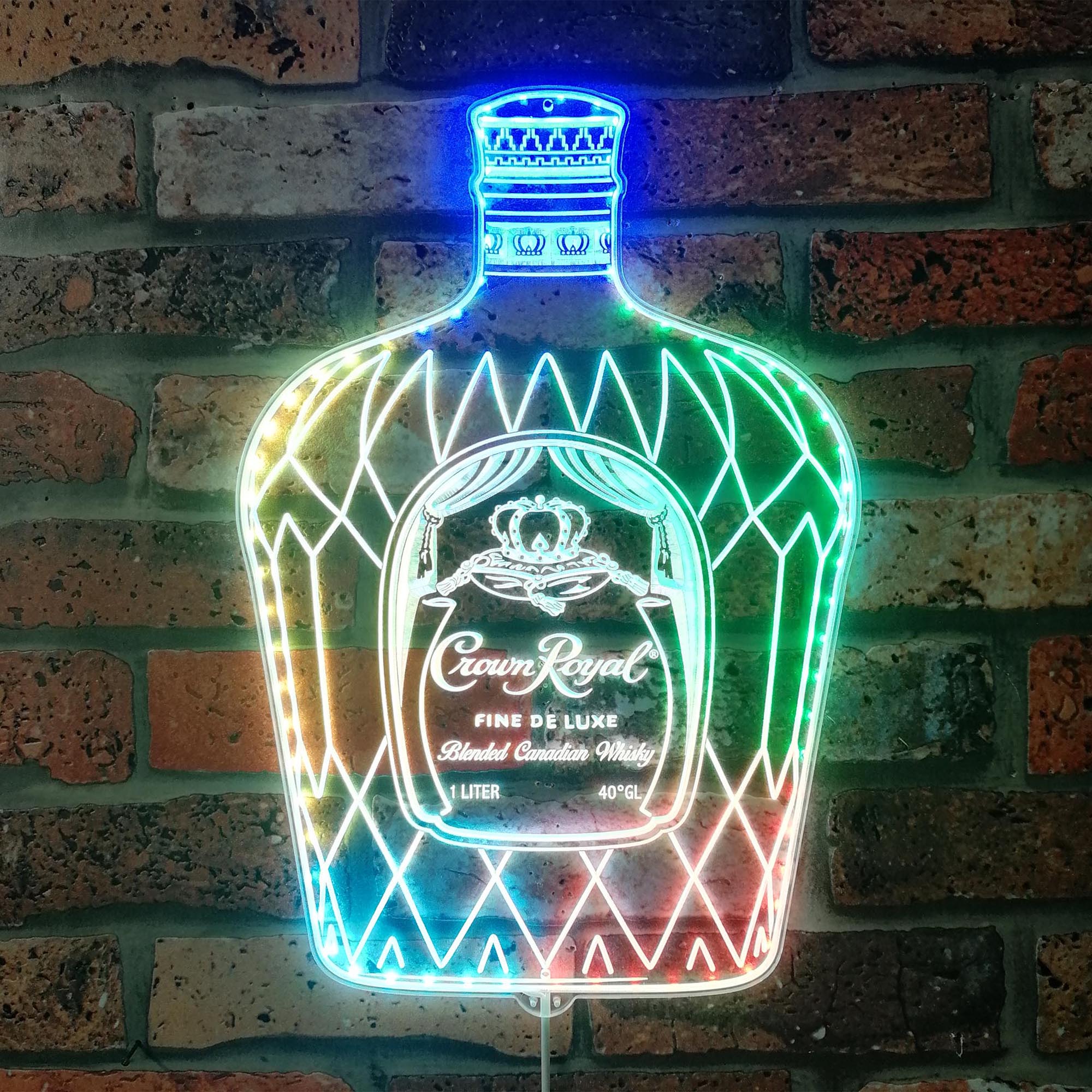 Crown Royal Bottle Dynamic RGB Edge Lit LED Sign