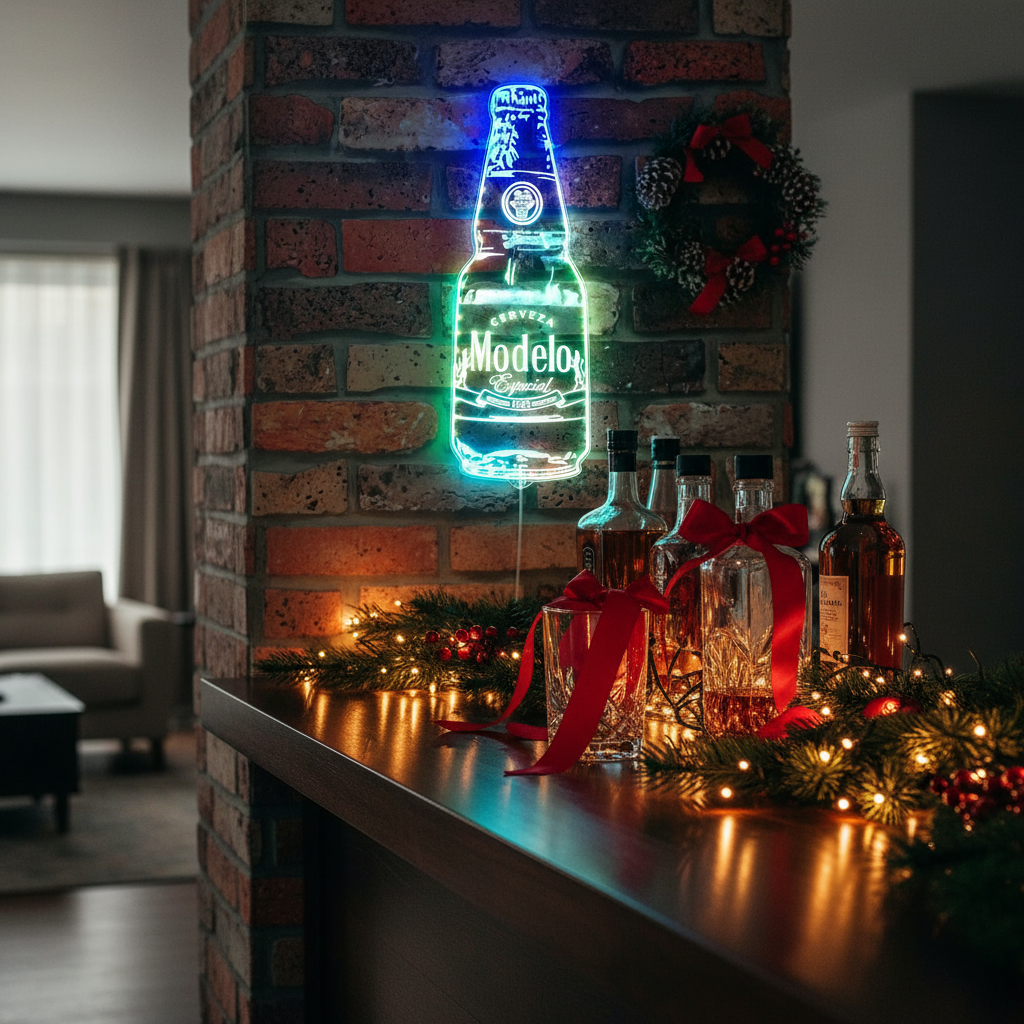 Modelo Cerveza Bottle Neon LED Sign with Dynamic RGB Colors