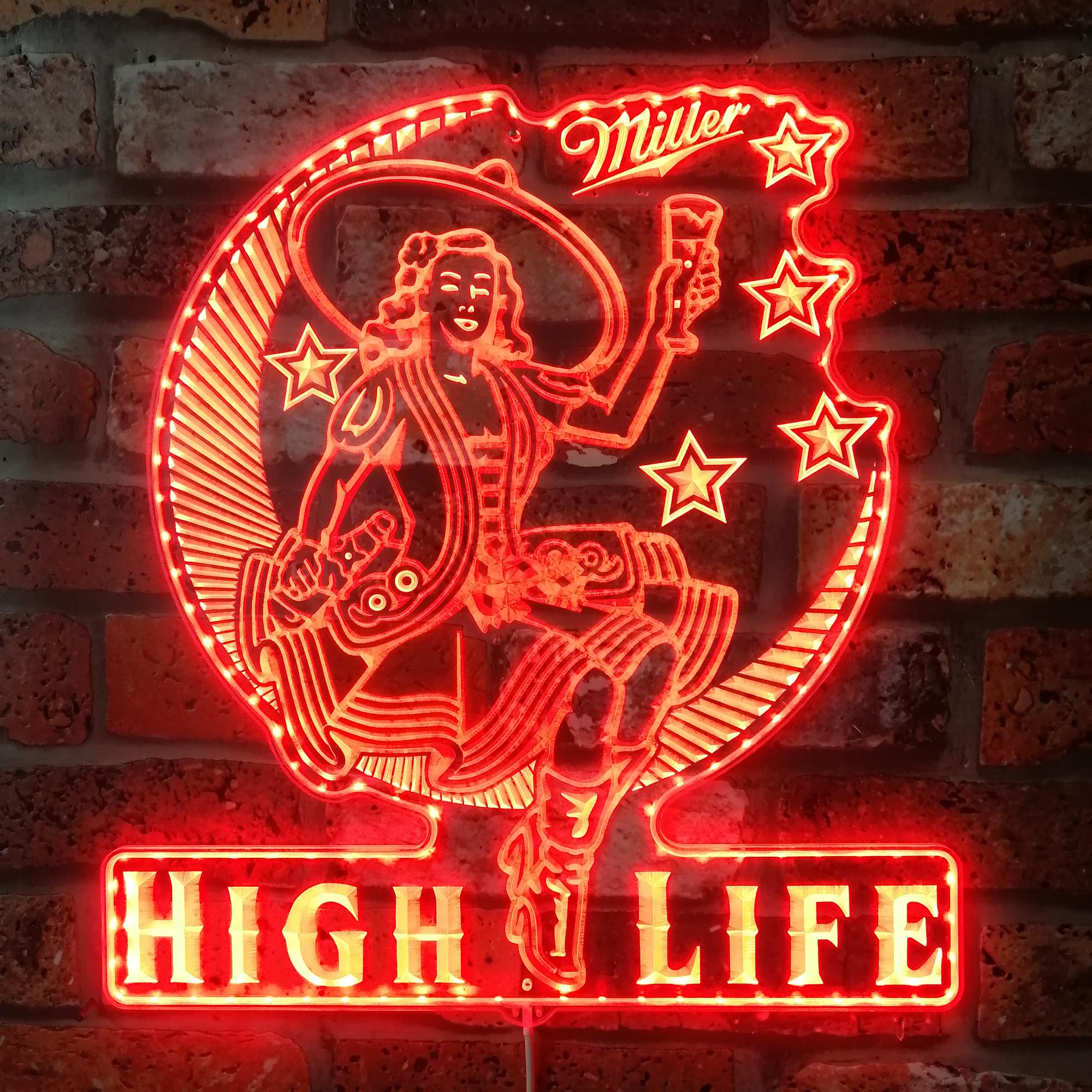 Miller High Life Lady Dynamic RGB Edge Lit LED Sign