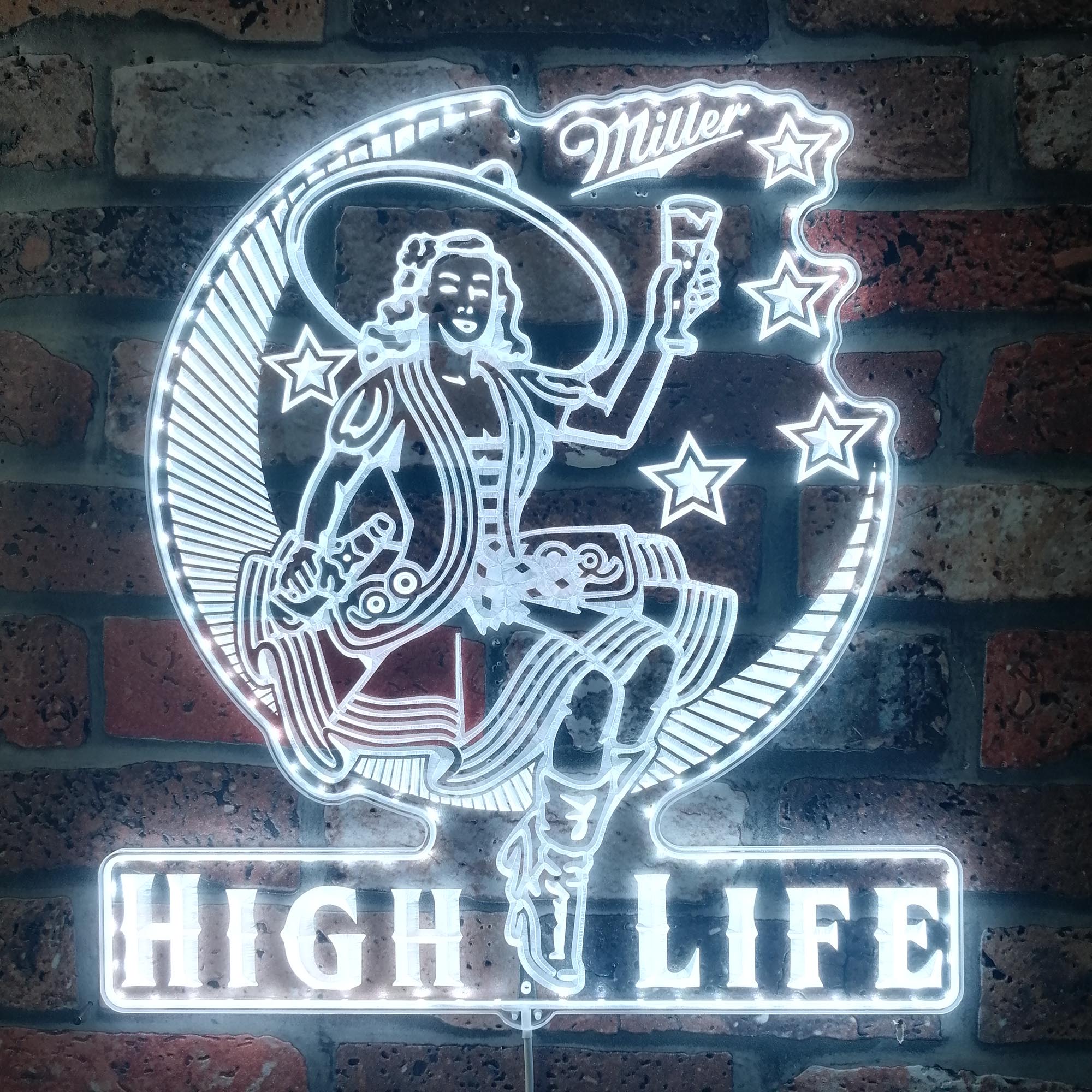 Miller High Life Lady Dynamic RGB Edge Lit LED Sign