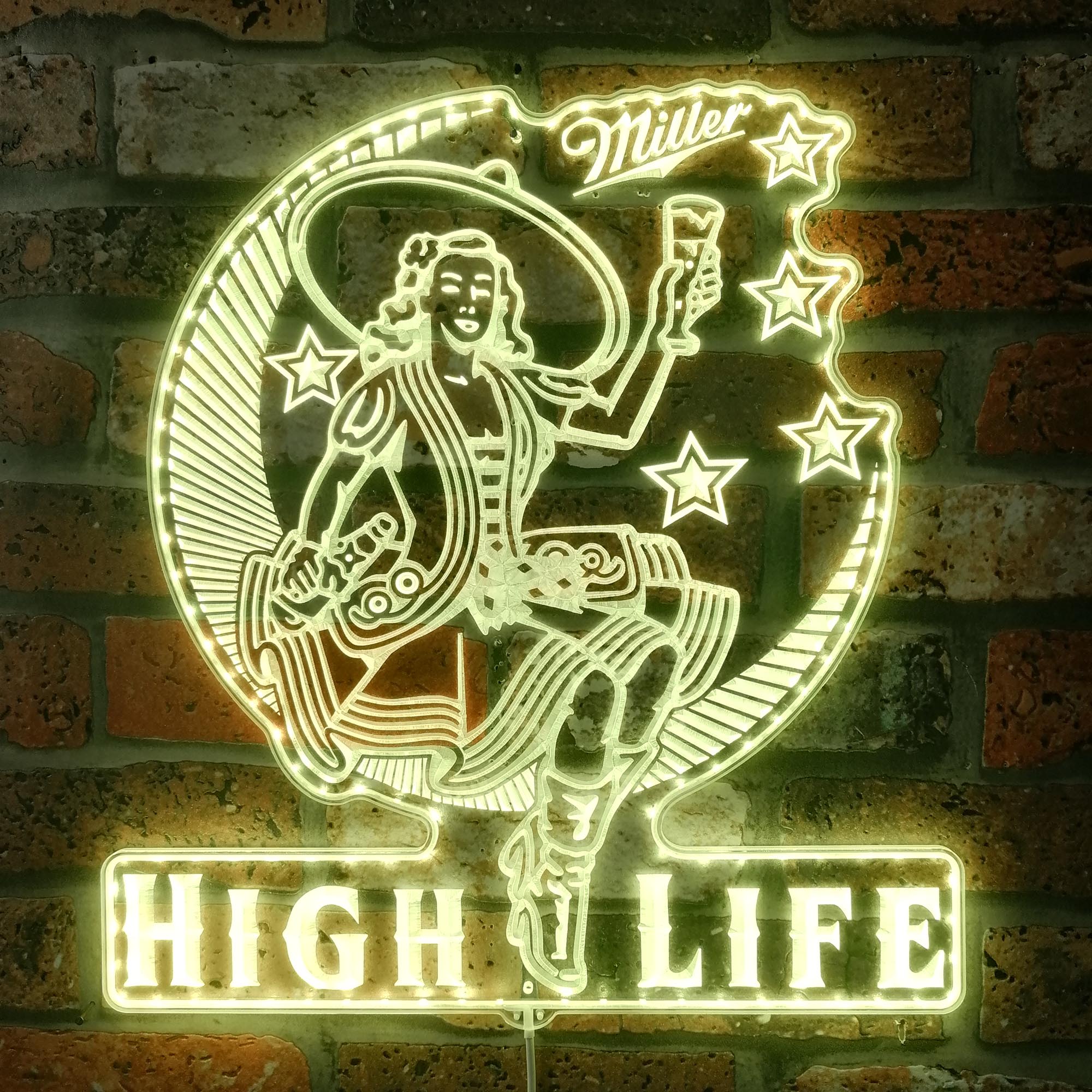 Miller High Life Lady Dynamic RGB Edge Lit LED Sign