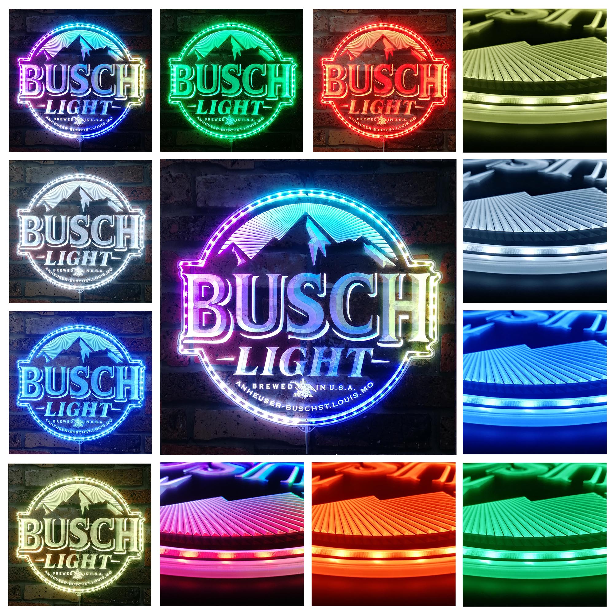 Busch Light Mountain Home Bar RGB Edge Lit LED Sign