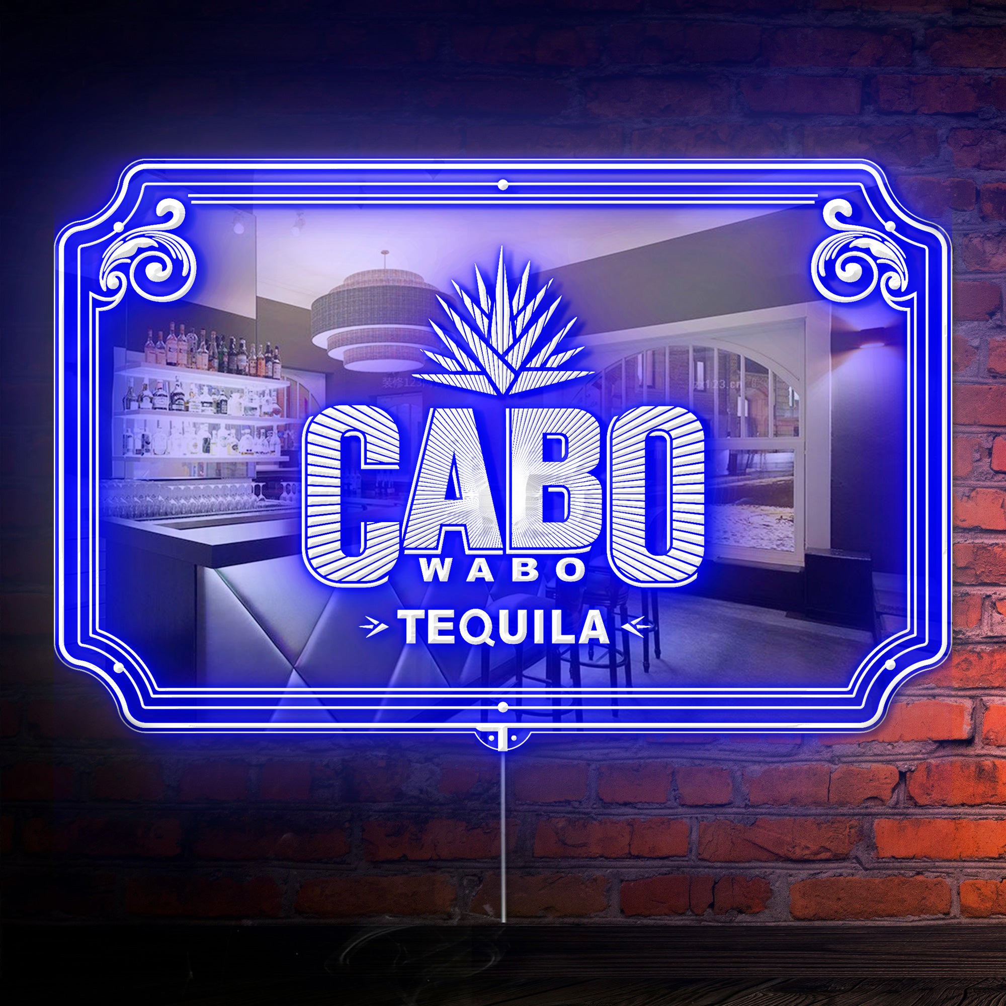 Cabo Wabo Tequila RGB LED Neon Sign with Elegant Mirror Backing